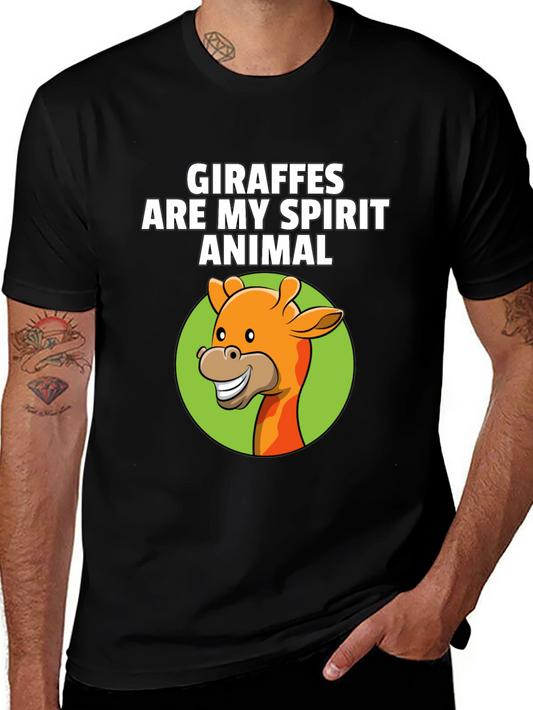 Giraffe Spirit Animal Graphic Tee - Black Cotton T-Shirt