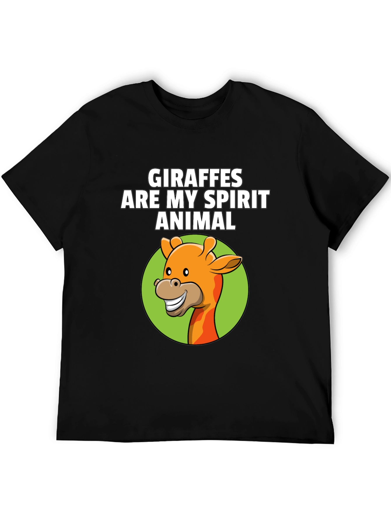 Giraffe Spirit Animal Graphic Tee - Black Cotton T-Shirt