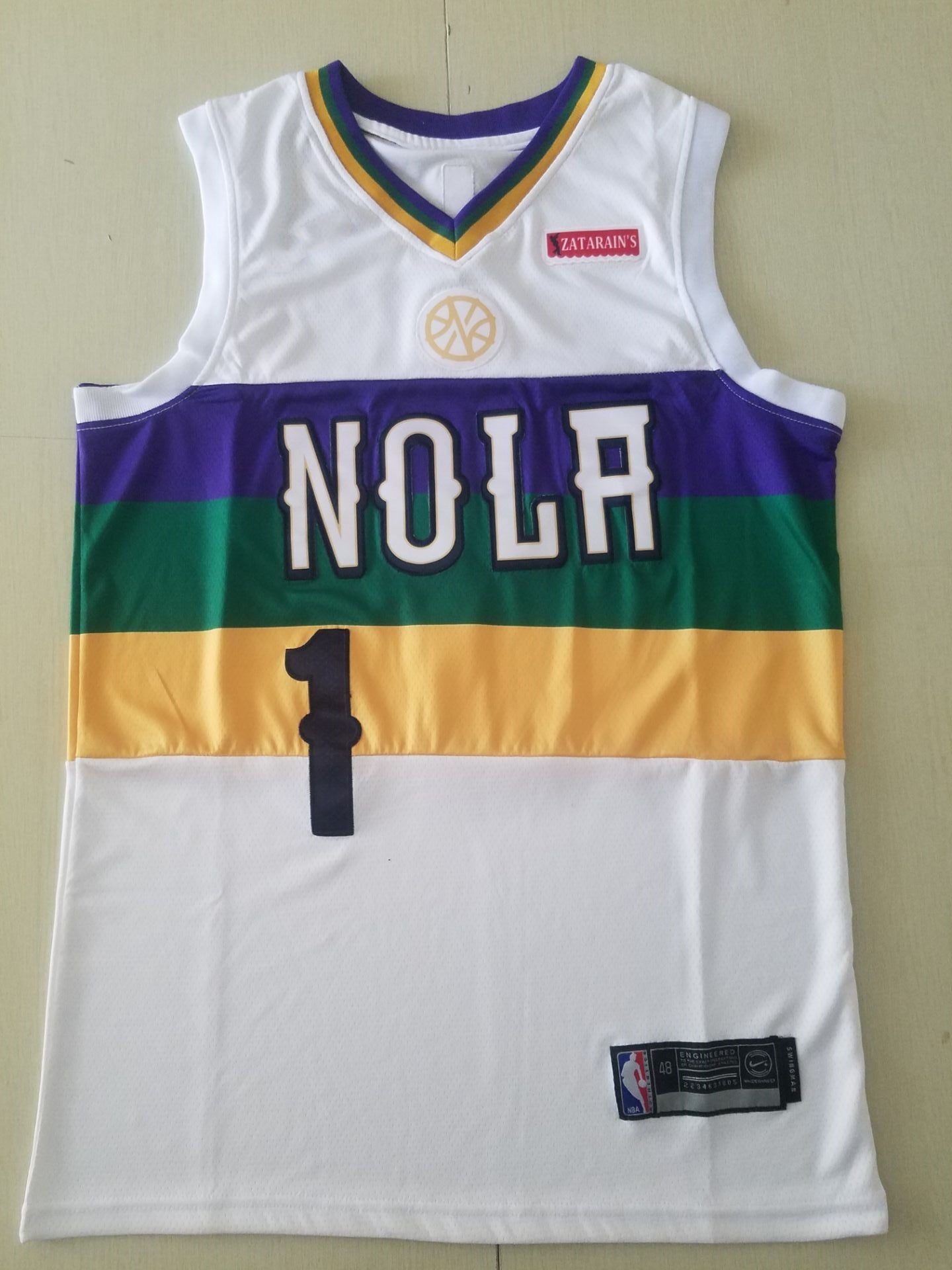 Men's New Orleans Pelicans Zion Williamson #1 NBA White Swingman Player Jerseys