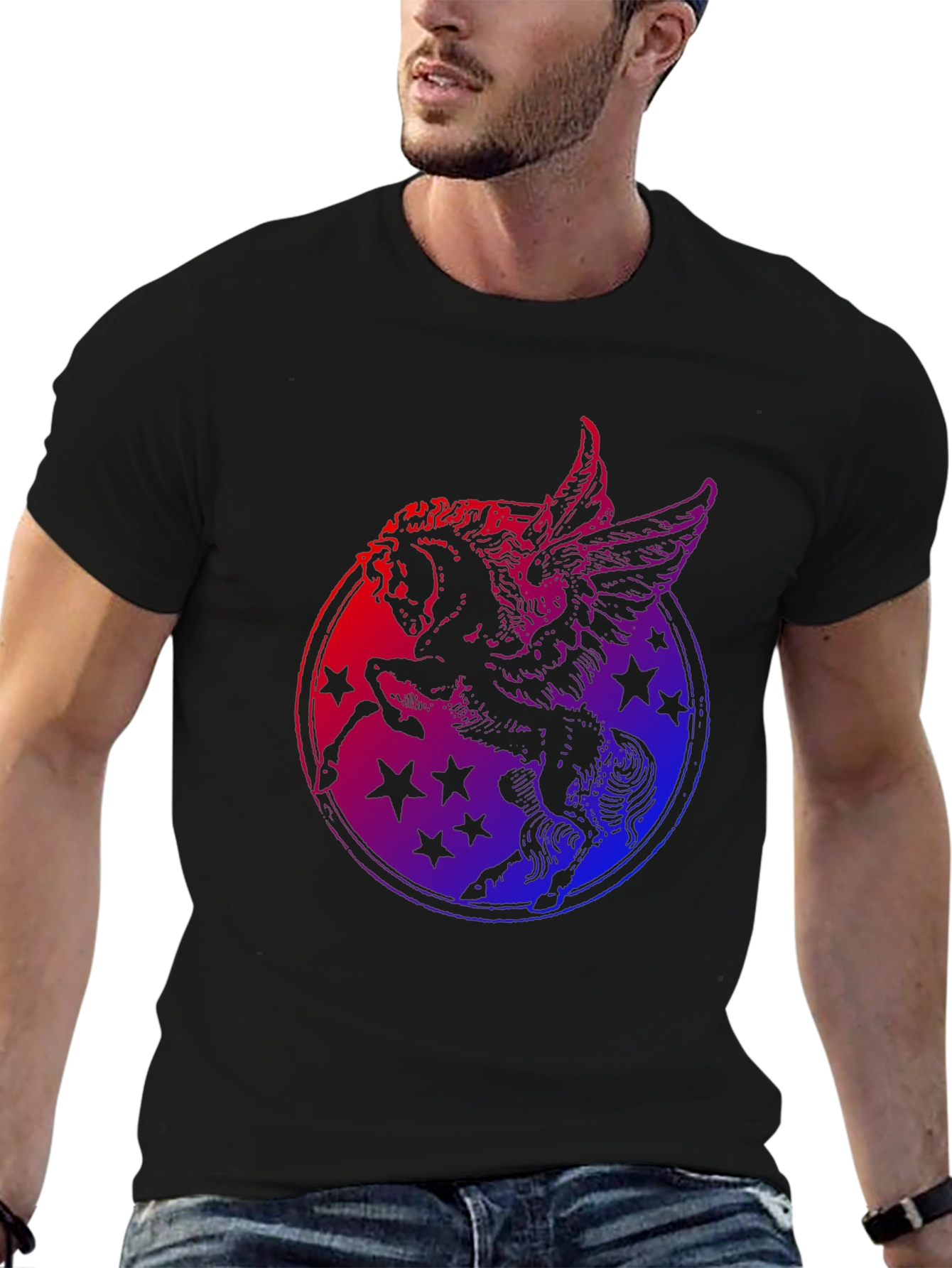 Pegasus Star Graphic Black T-Shirt