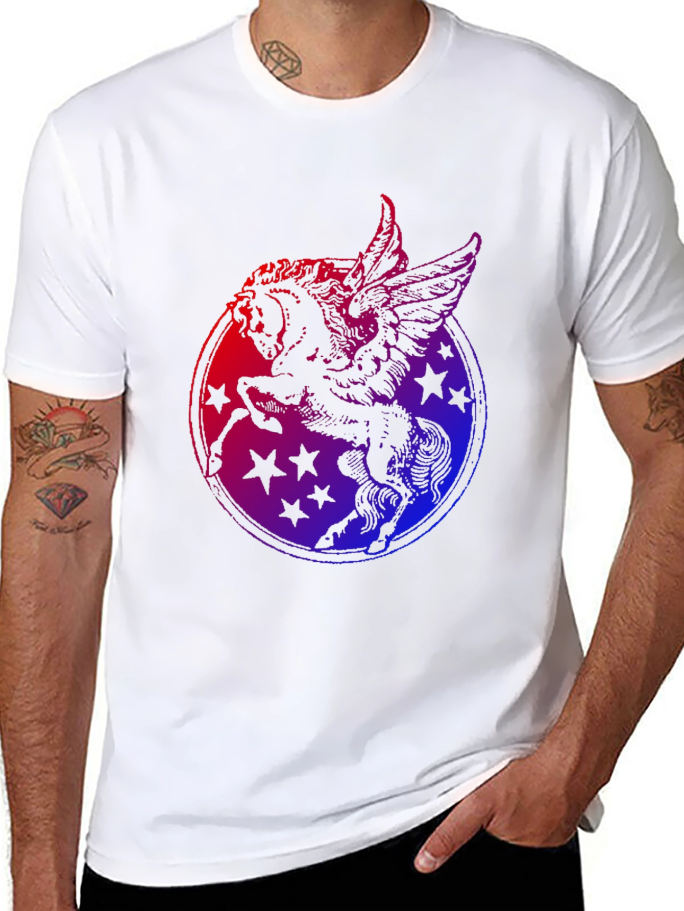Pegasus Star Graphic Black T-Shirt