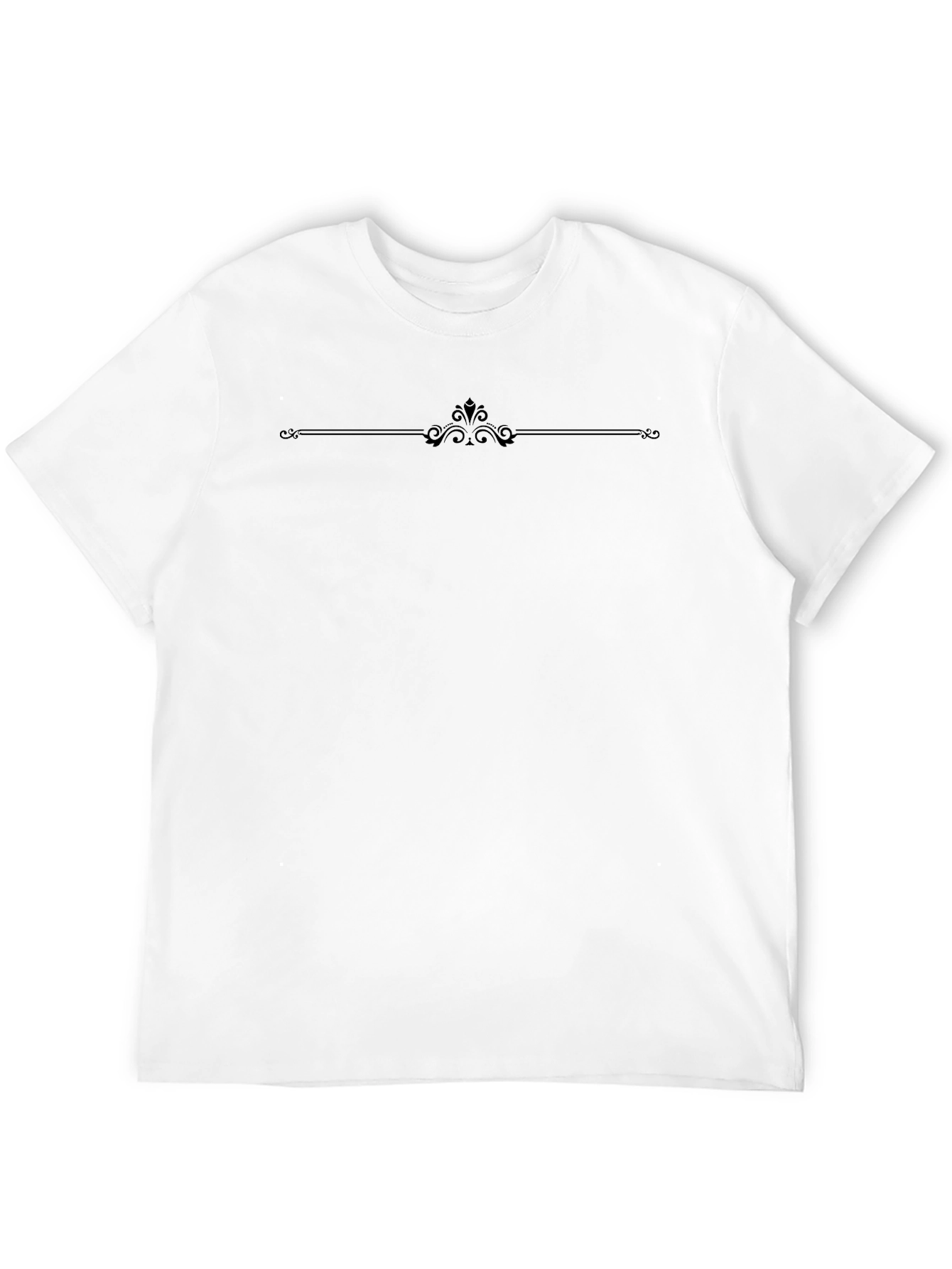 Elegant Black T-Shirt with Ornate Line Design