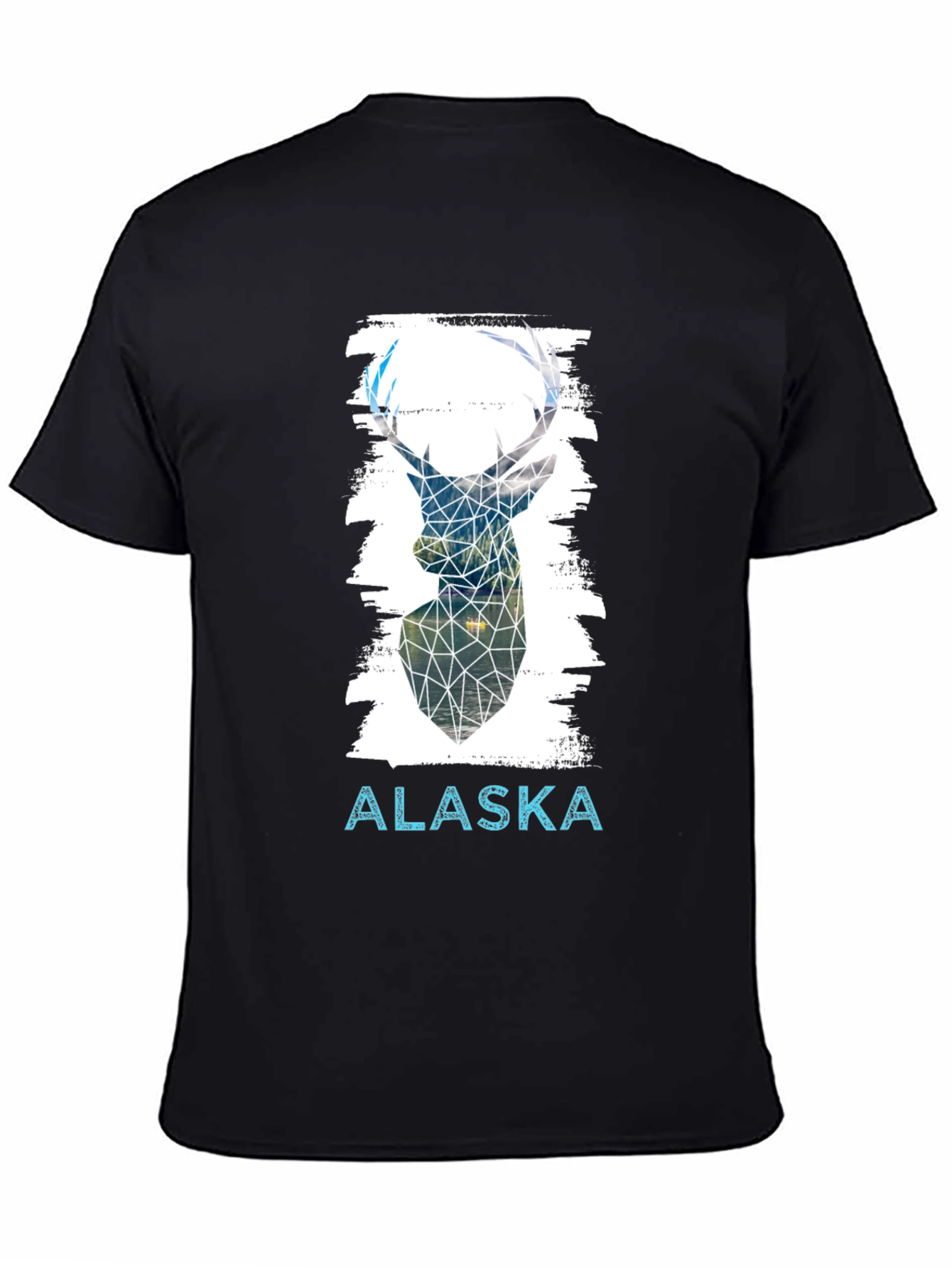 Geometric Deer Alaska Graphic Tee - Black