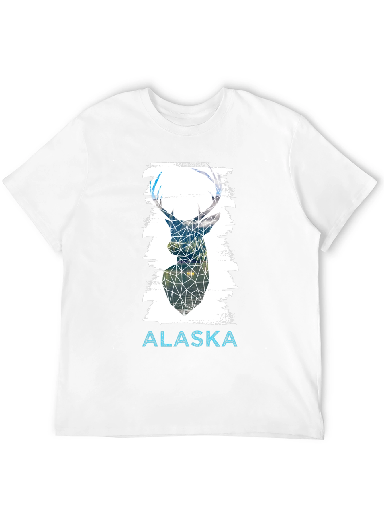 Geometric Deer Alaska Graphic Tee - Black