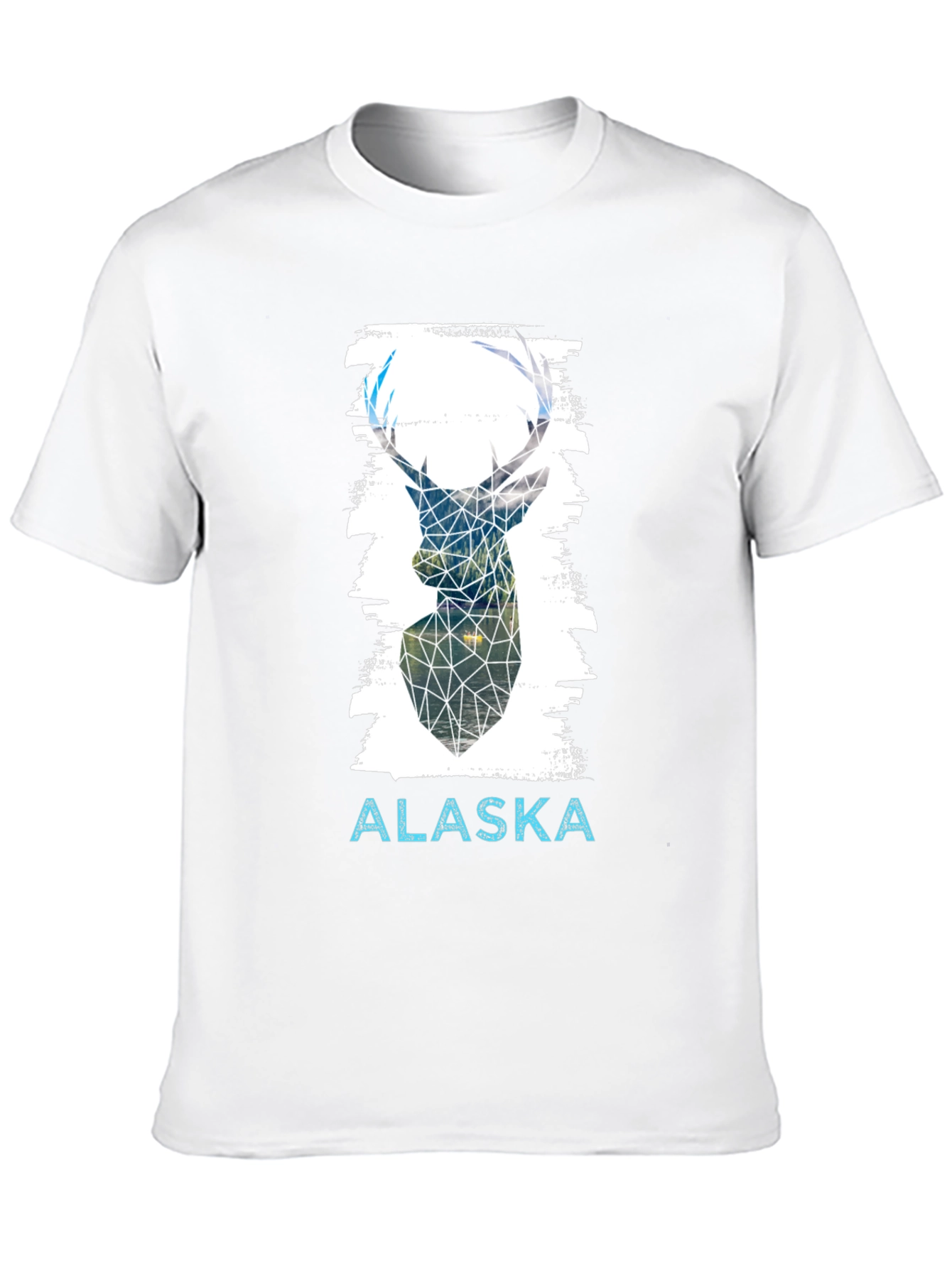 Geometric Deer Alaska Graphic Tee - Black