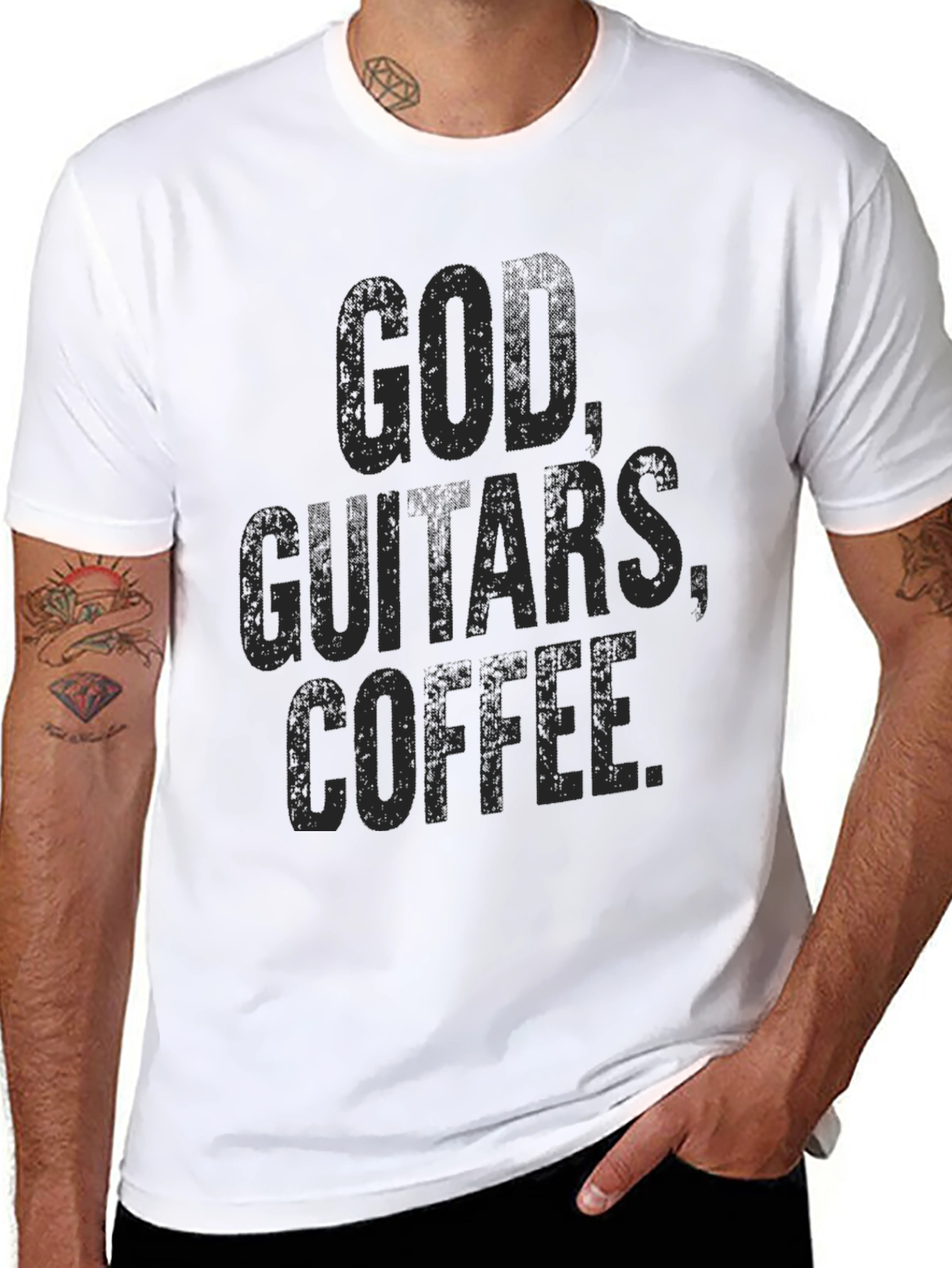 God Guitars Coffee T-Shirt - Black Graphic Tee