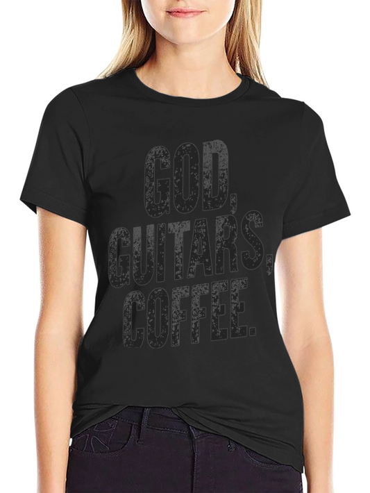 God Guitars Coffee T-Shirt - Black Graphic Tee
