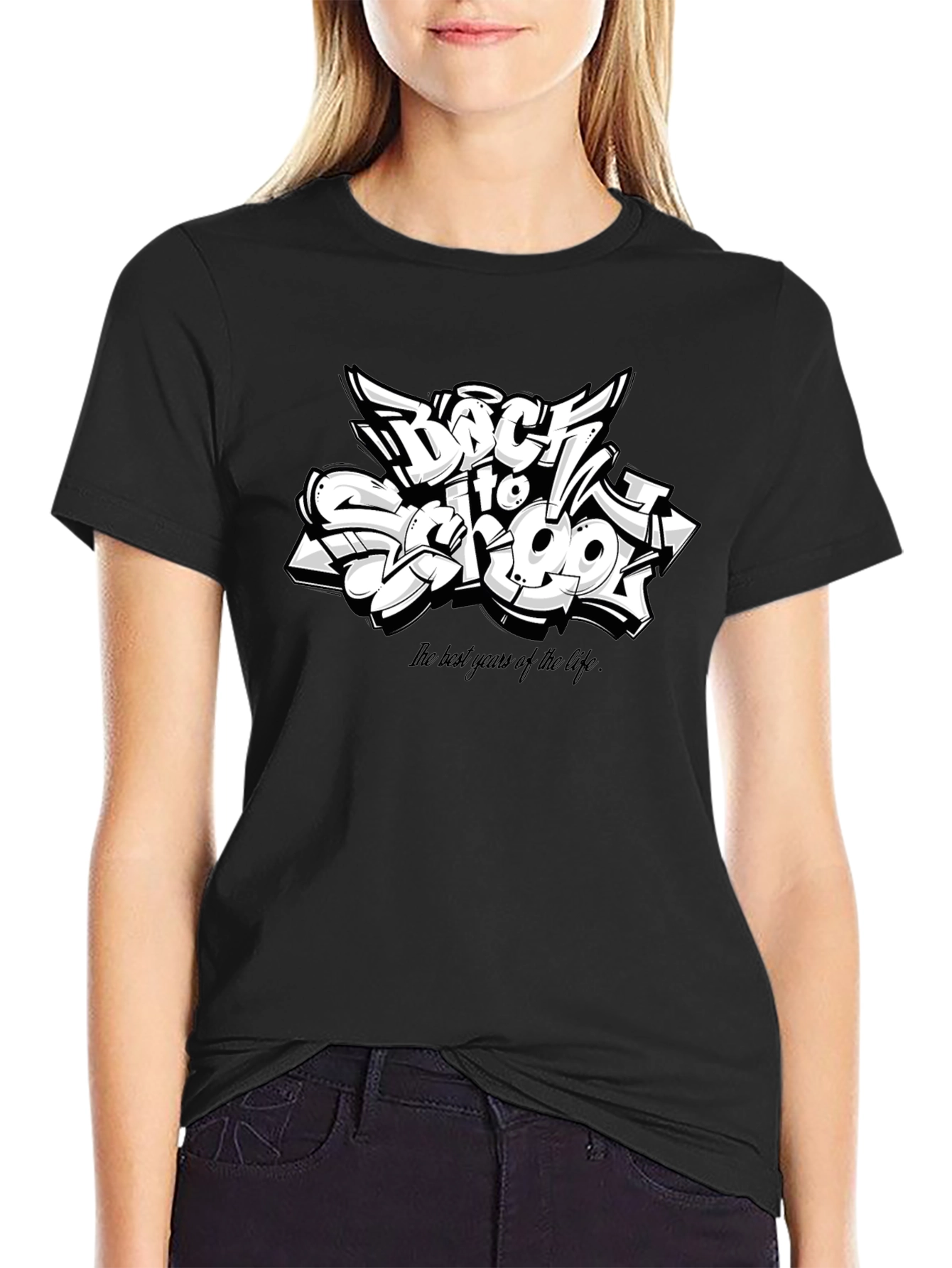 Back to School Graphic T-Shirt - Black