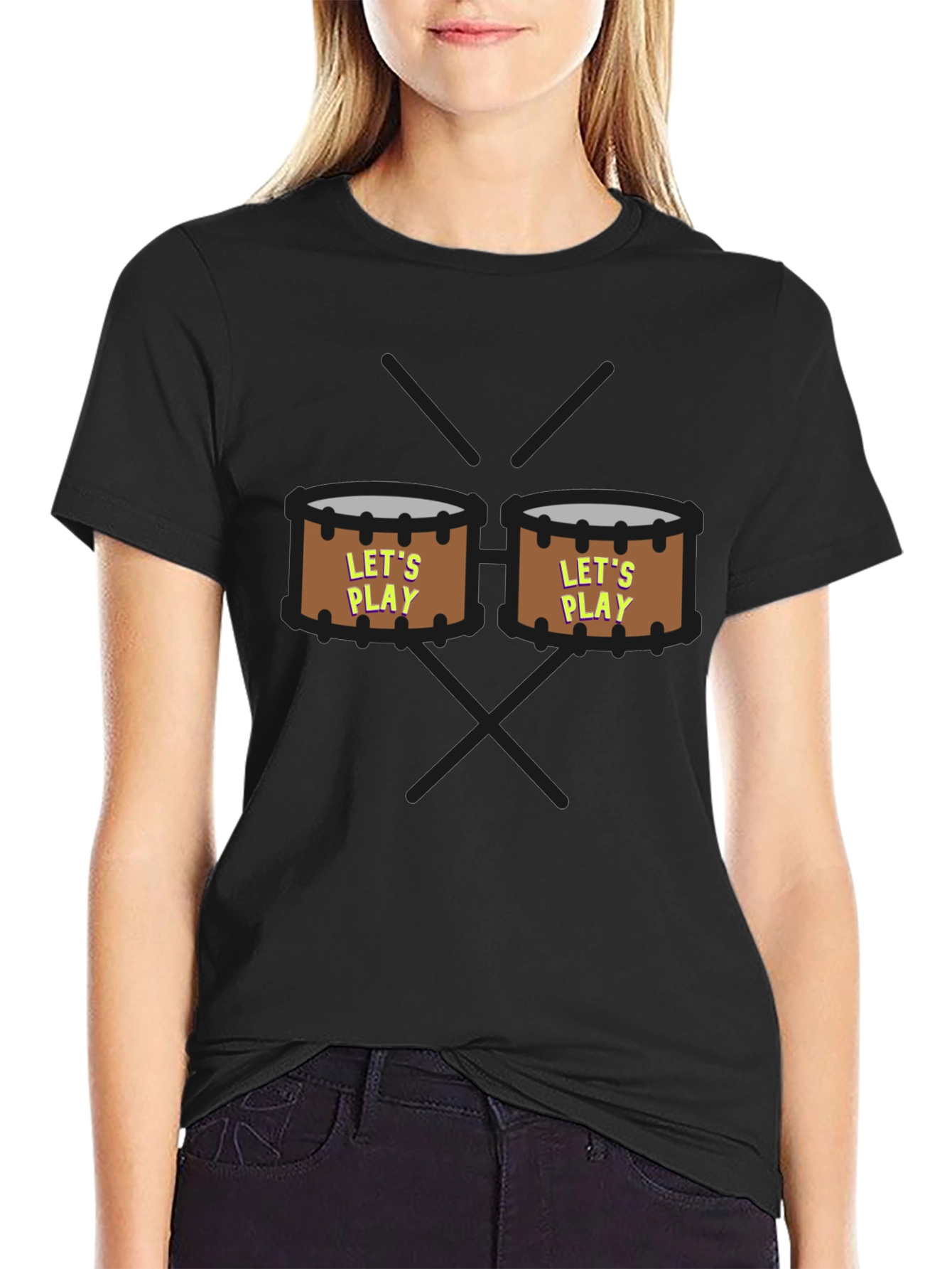 Lets Play Drums Graphic Tee - Black