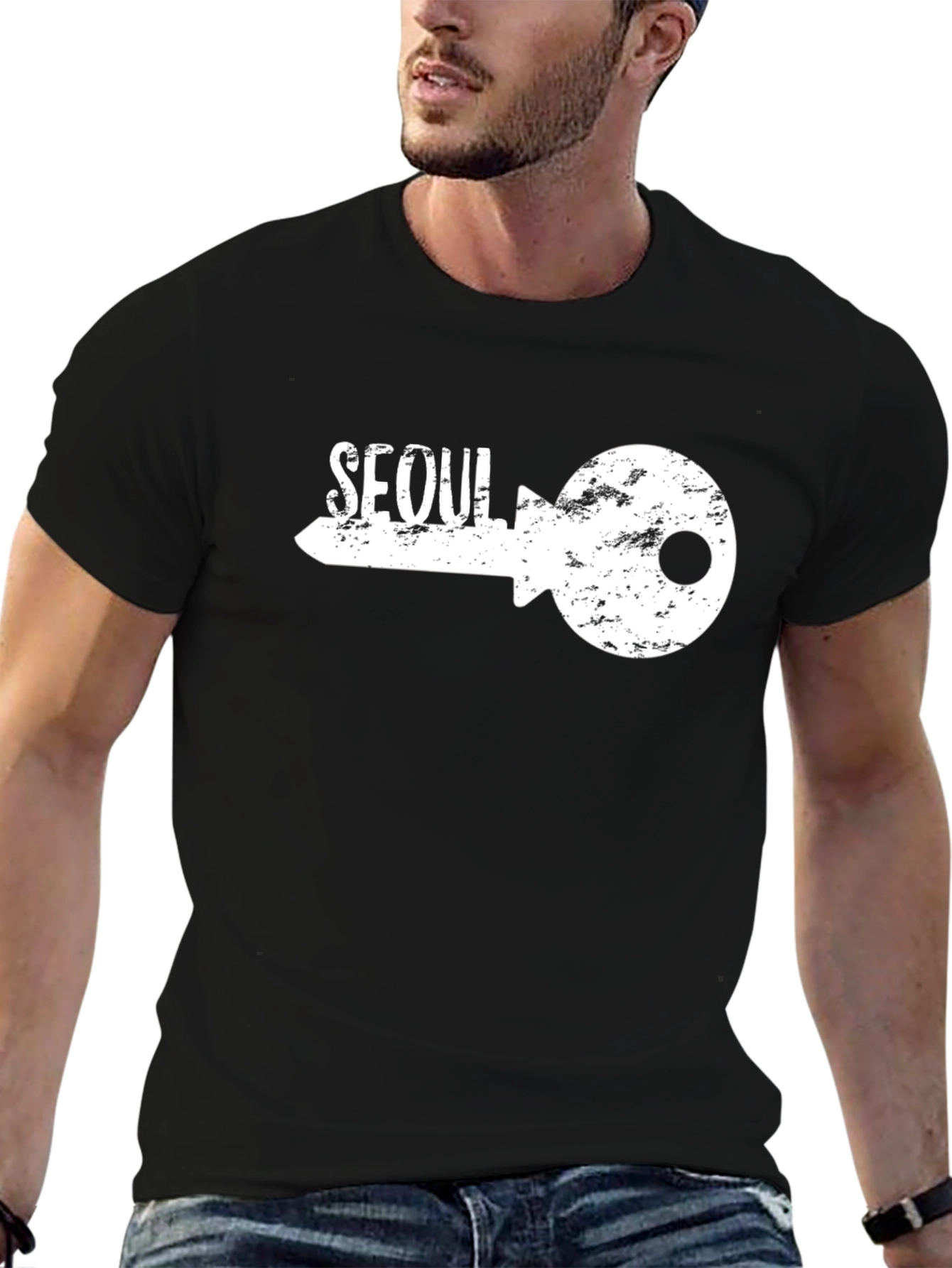 Seoul Key Graphic T-Shirt - Trendy Black Tee