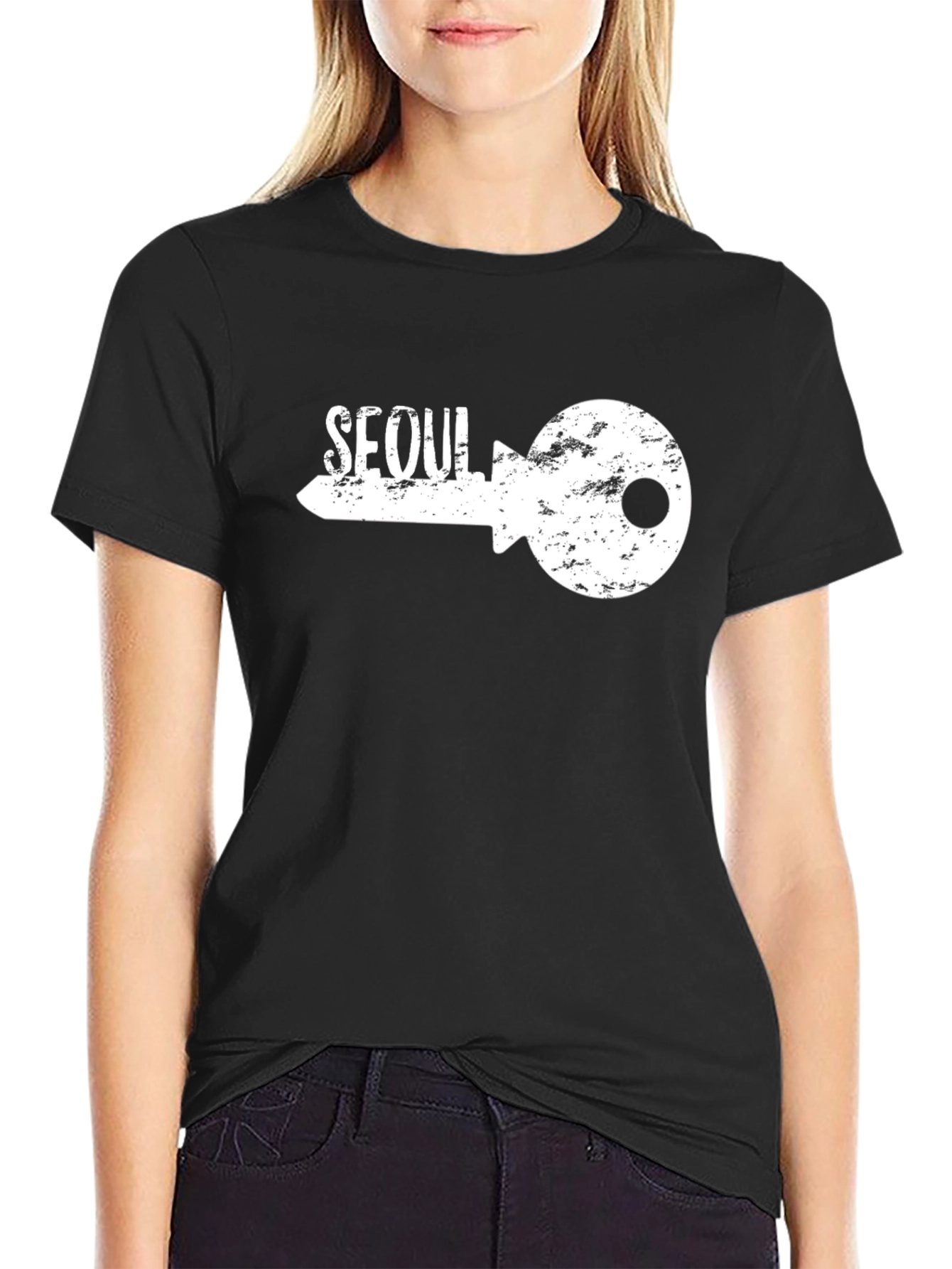 Seoul Key Graphic T-Shirt - Trendy Black Tee
