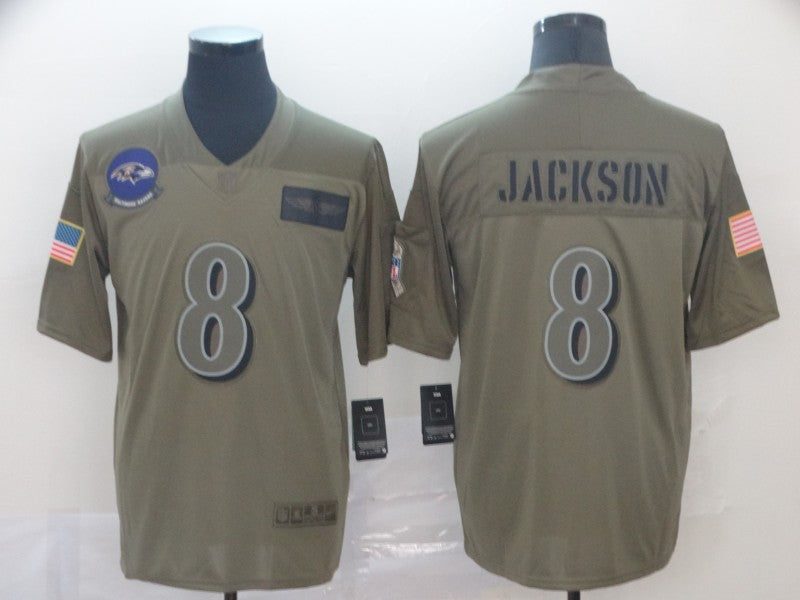 Men's Baltimore Ravens #8 Lamar Jackson Grey Jerseys