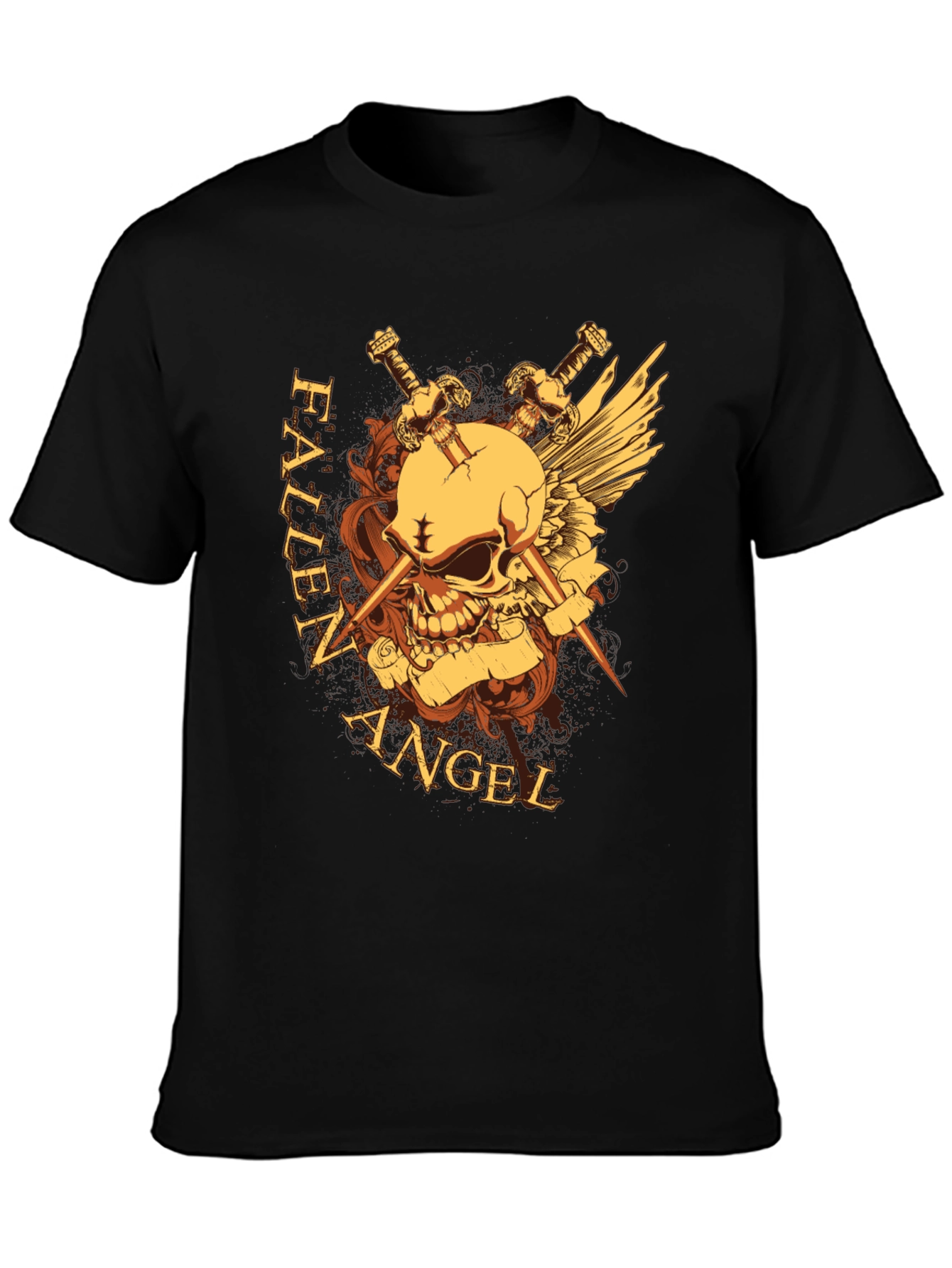 Fallen Angel Skull & Swords Graphic Tee