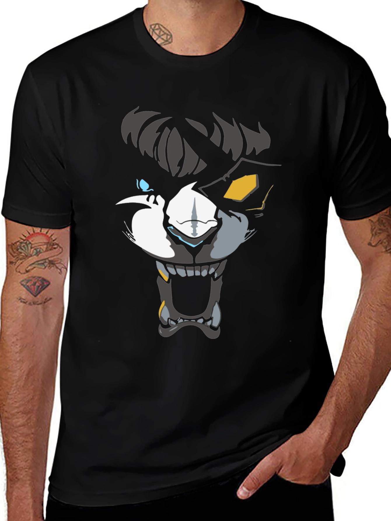 Mens Wolf Graphic T-Shirt - Black