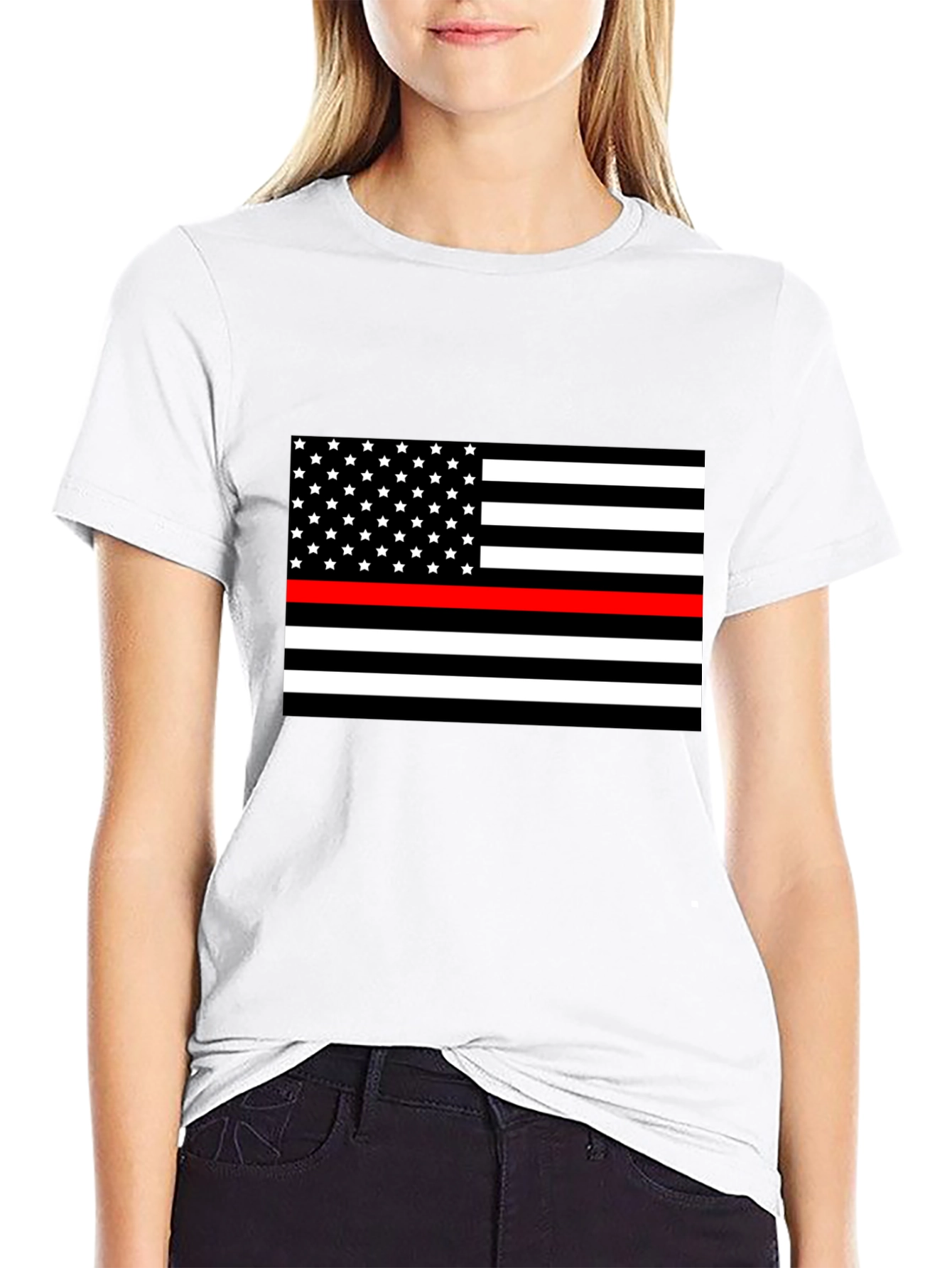 Thin Red Line USA Flag Graphic T-Shirt