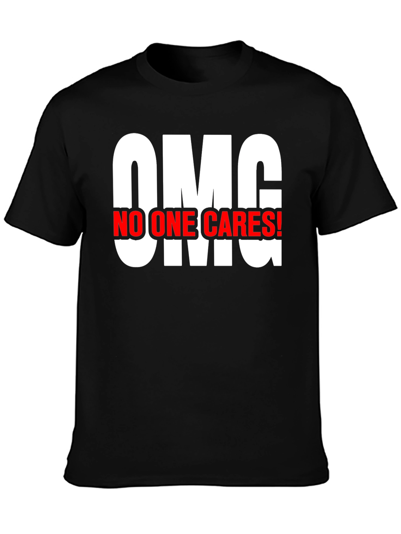 OMG No One Cares! Black Cotton Graphic Tee