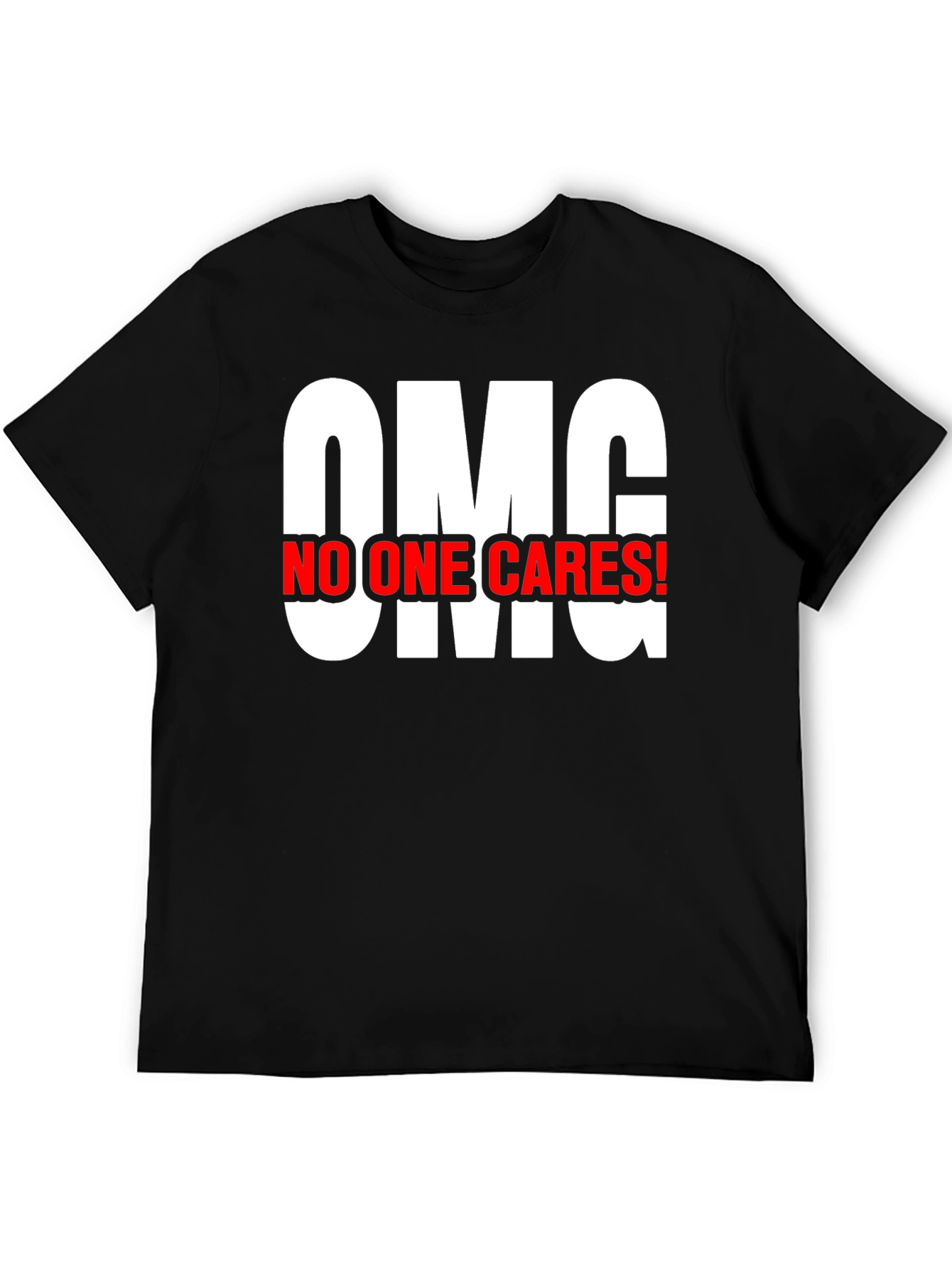 OMG No One Cares! Black Cotton Graphic Tee