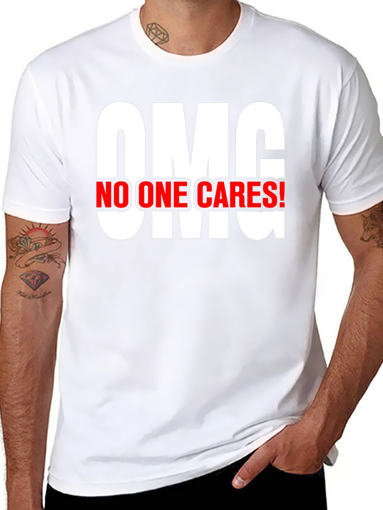 OMG No One Cares! Black Cotton Graphic Tee