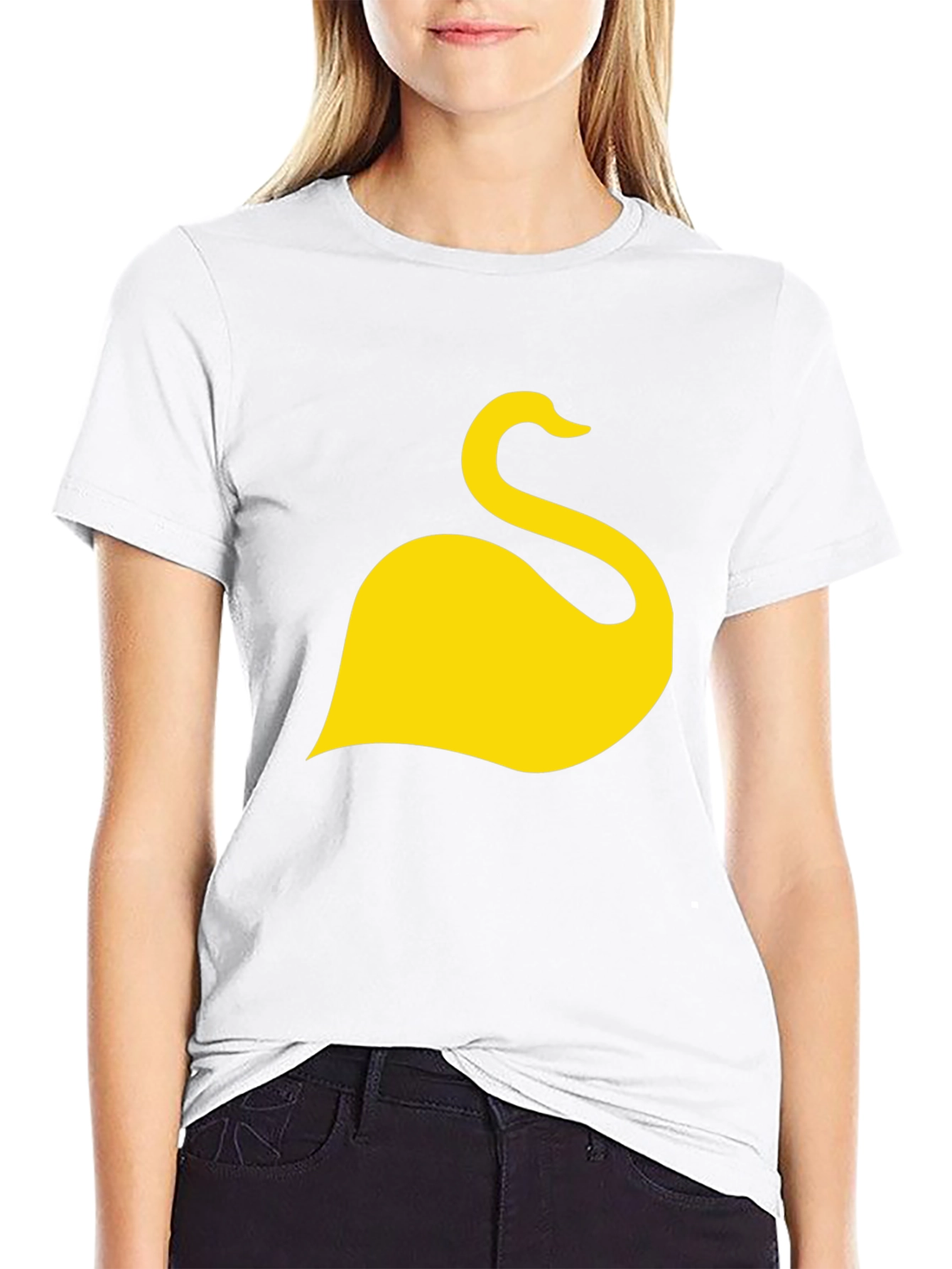 Black T-Shirt with Yellow Swan Graphic
