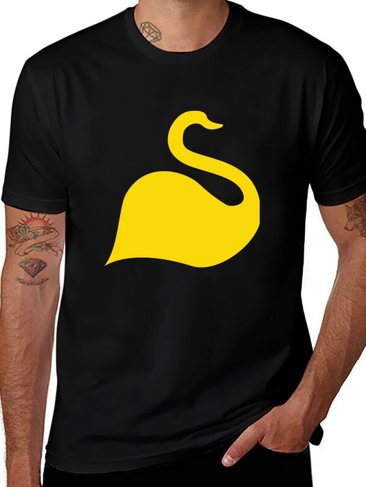 Black T-Shirt with Yellow Swan Graphic