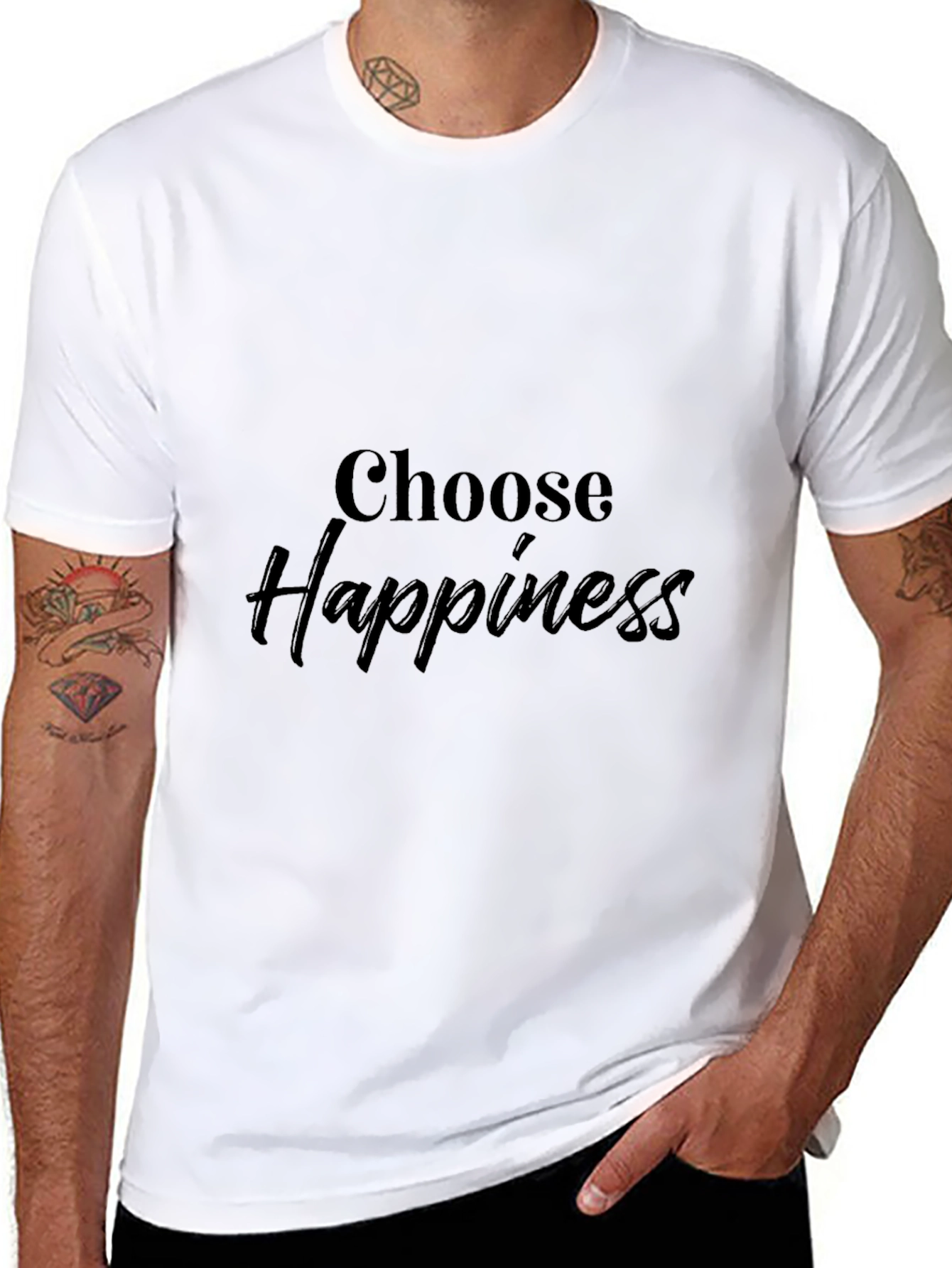 Choose Happiness Graphic Print Black T-Shirt