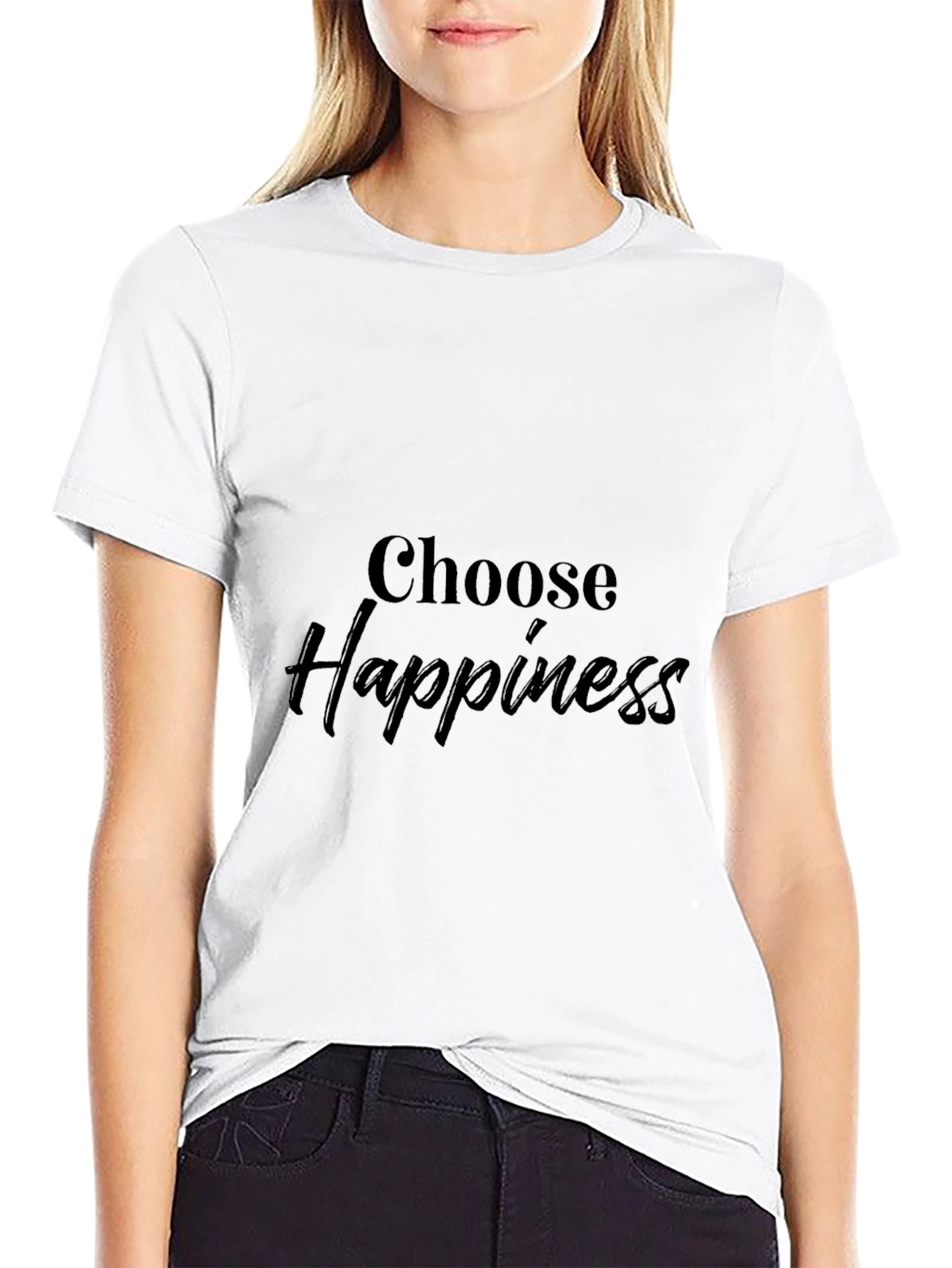 Choose Happiness Graphic Print Black T-Shirt