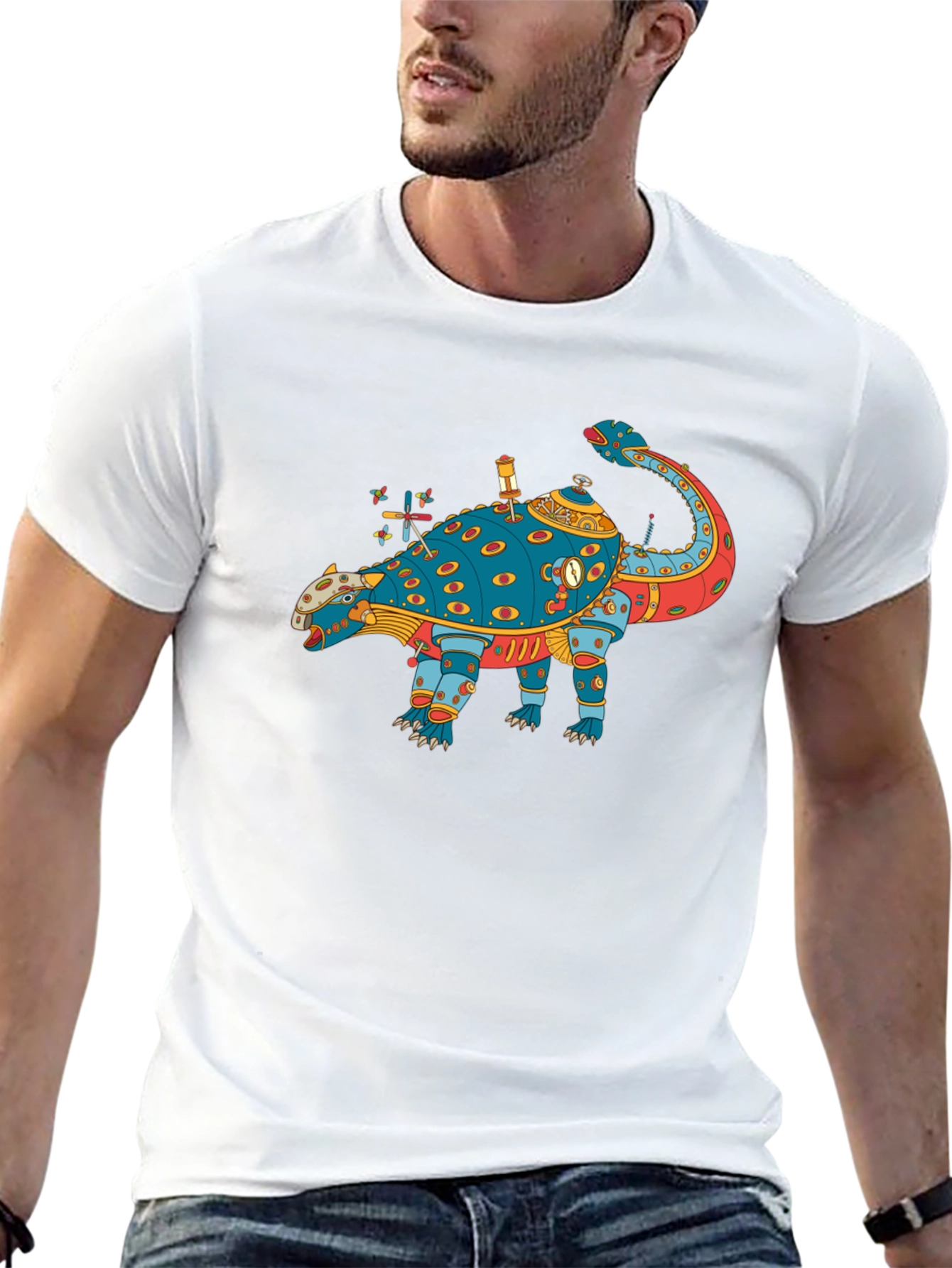 Steampunk Dinosaur Graphic Tee - Quirky & Unique Style