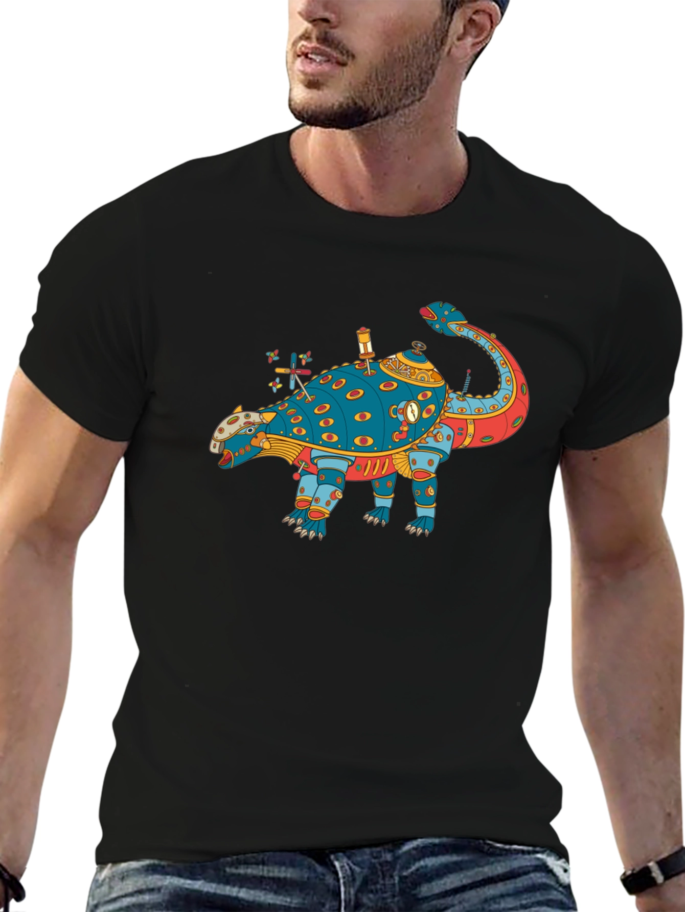 Steampunk Dinosaur Graphic Tee - Quirky & Unique Style