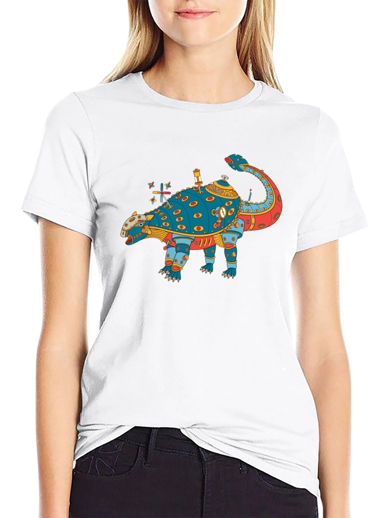 Steampunk Dinosaur Graphic Tee - Quirky & Unique Style