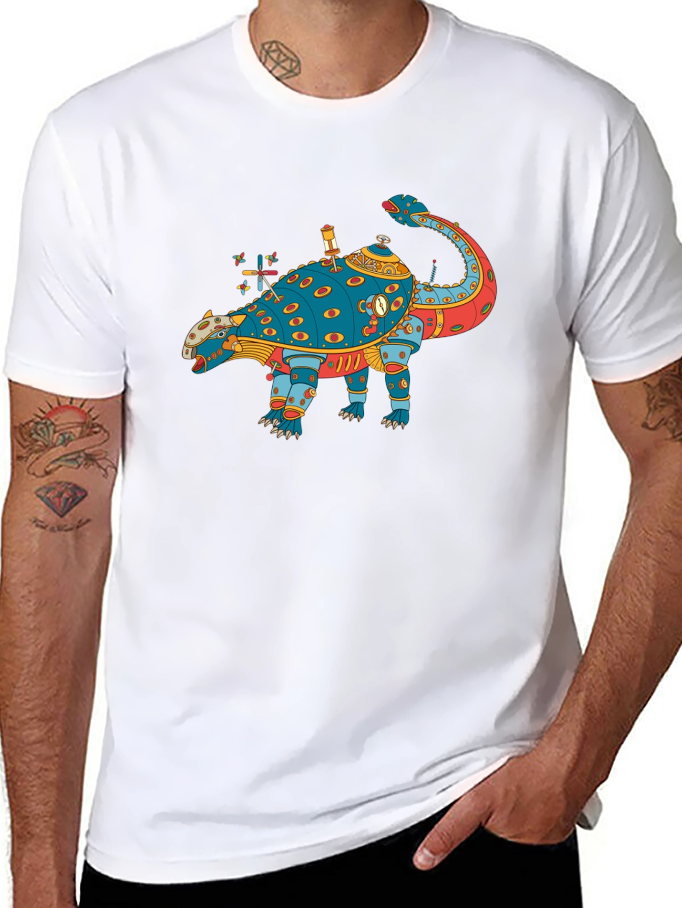Steampunk Dinosaur Graphic Tee - Quirky & Unique Style