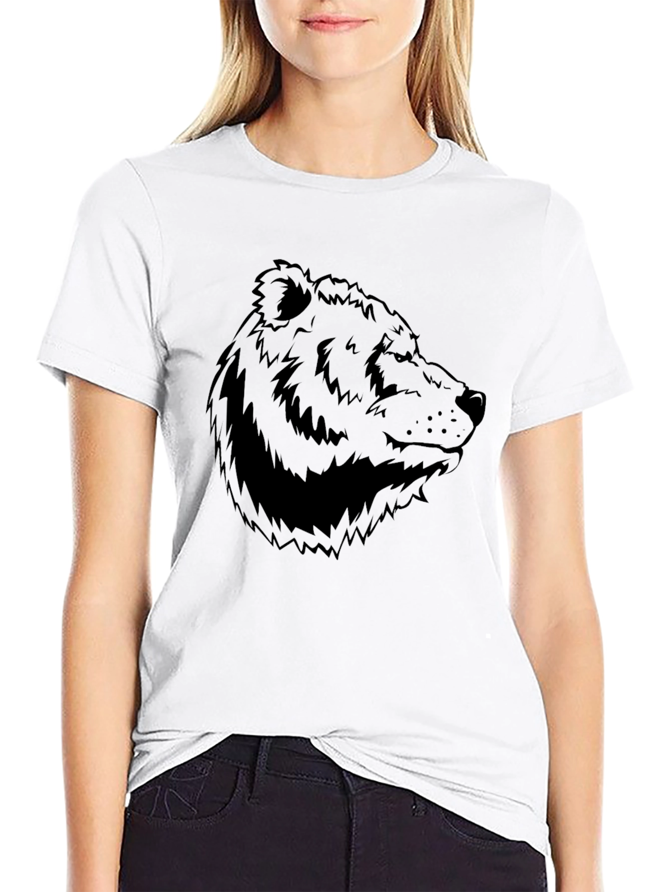 Bear Graphic Tee - Mens Black Cotton T-Shirt
