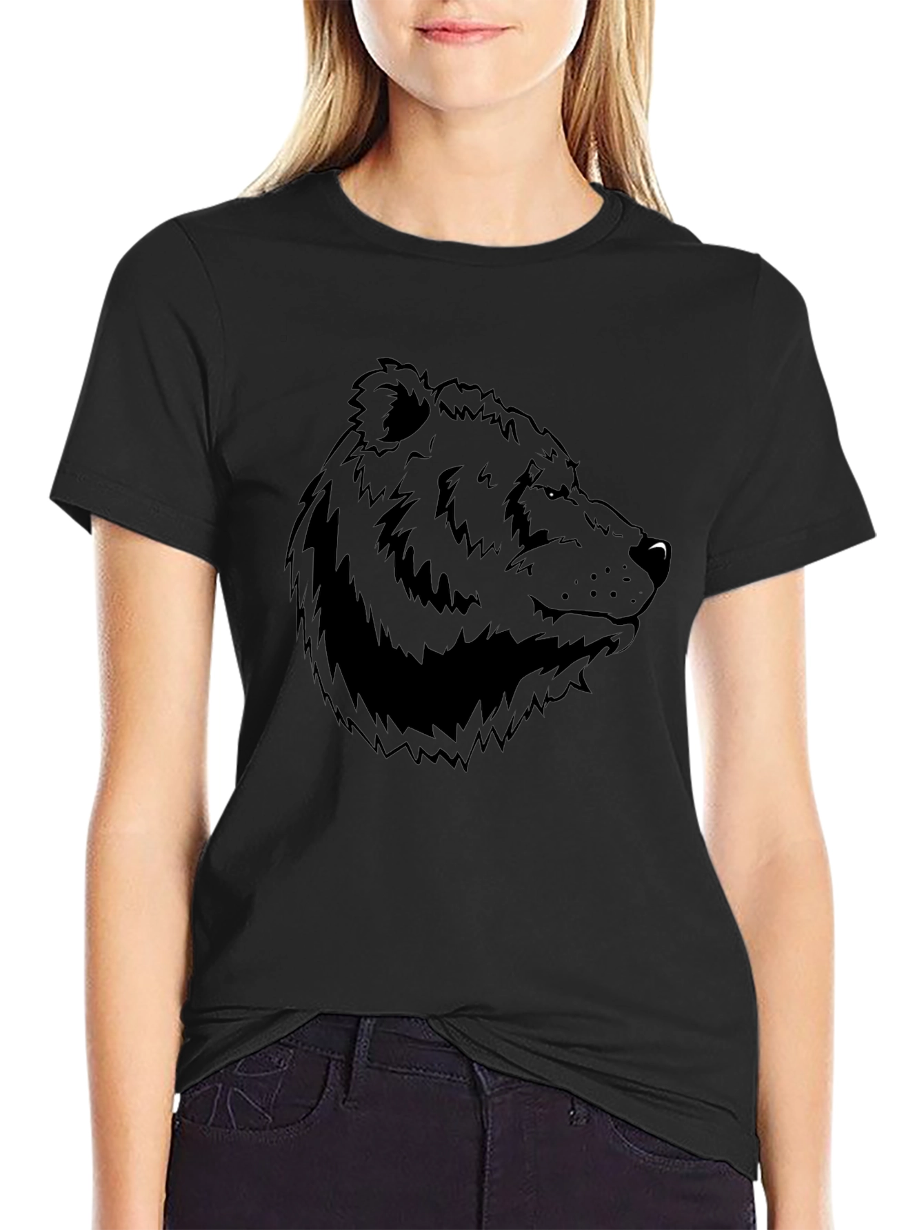 Bear Graphic Tee - Mens Black Cotton T-Shirt