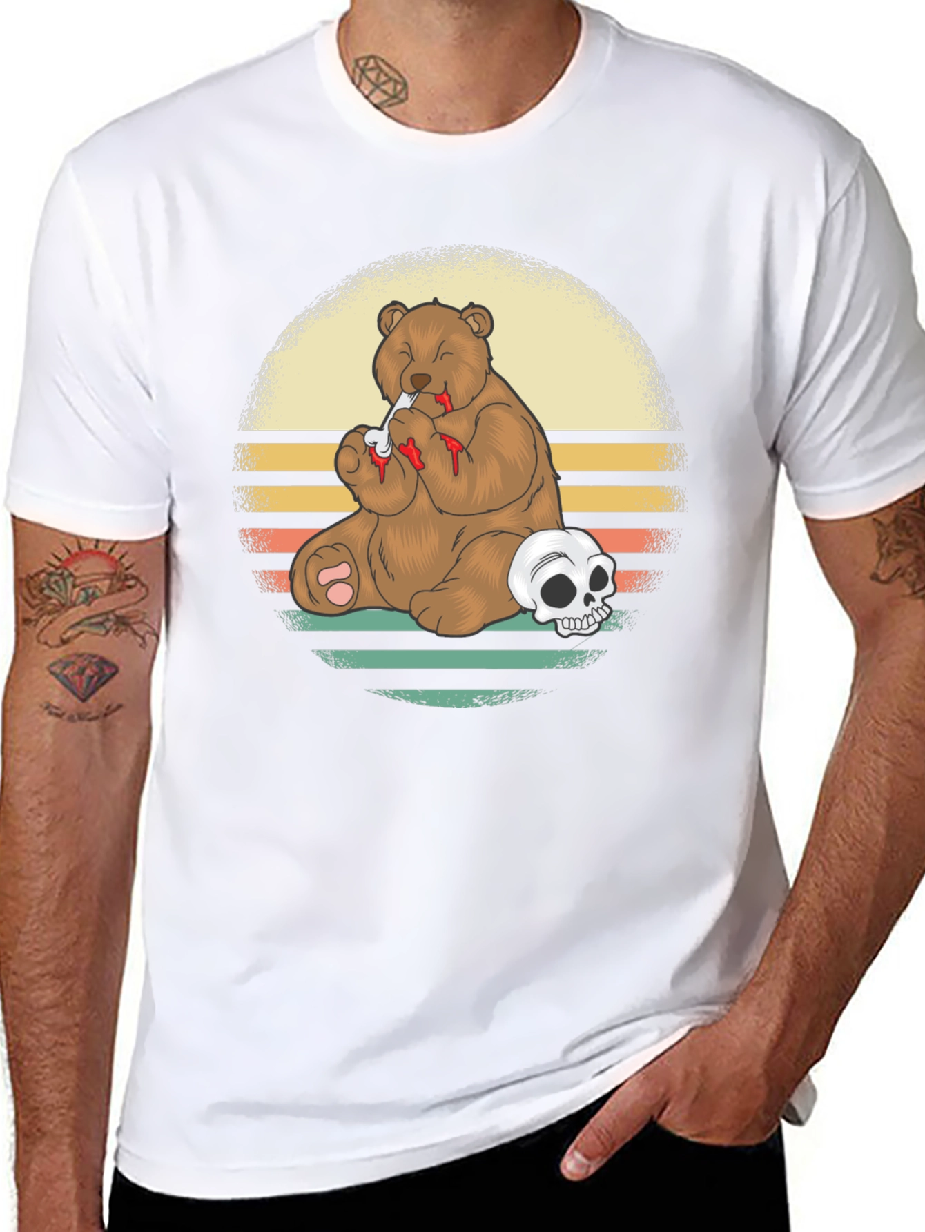 Grizzly Bear Skull T-Shirt - Funny Graphic Tee