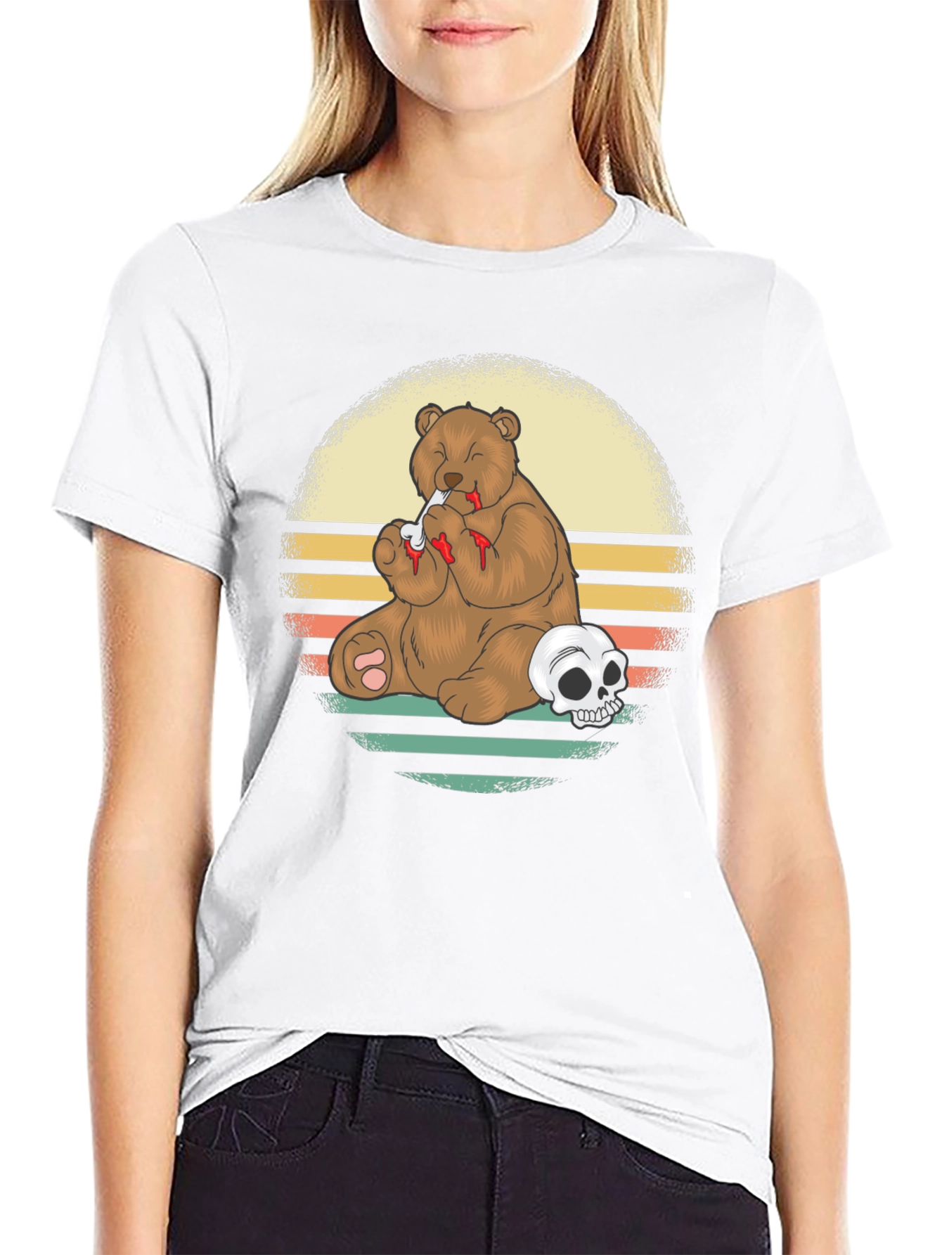 Grizzly Bear Skull T-Shirt - Funny Graphic Tee