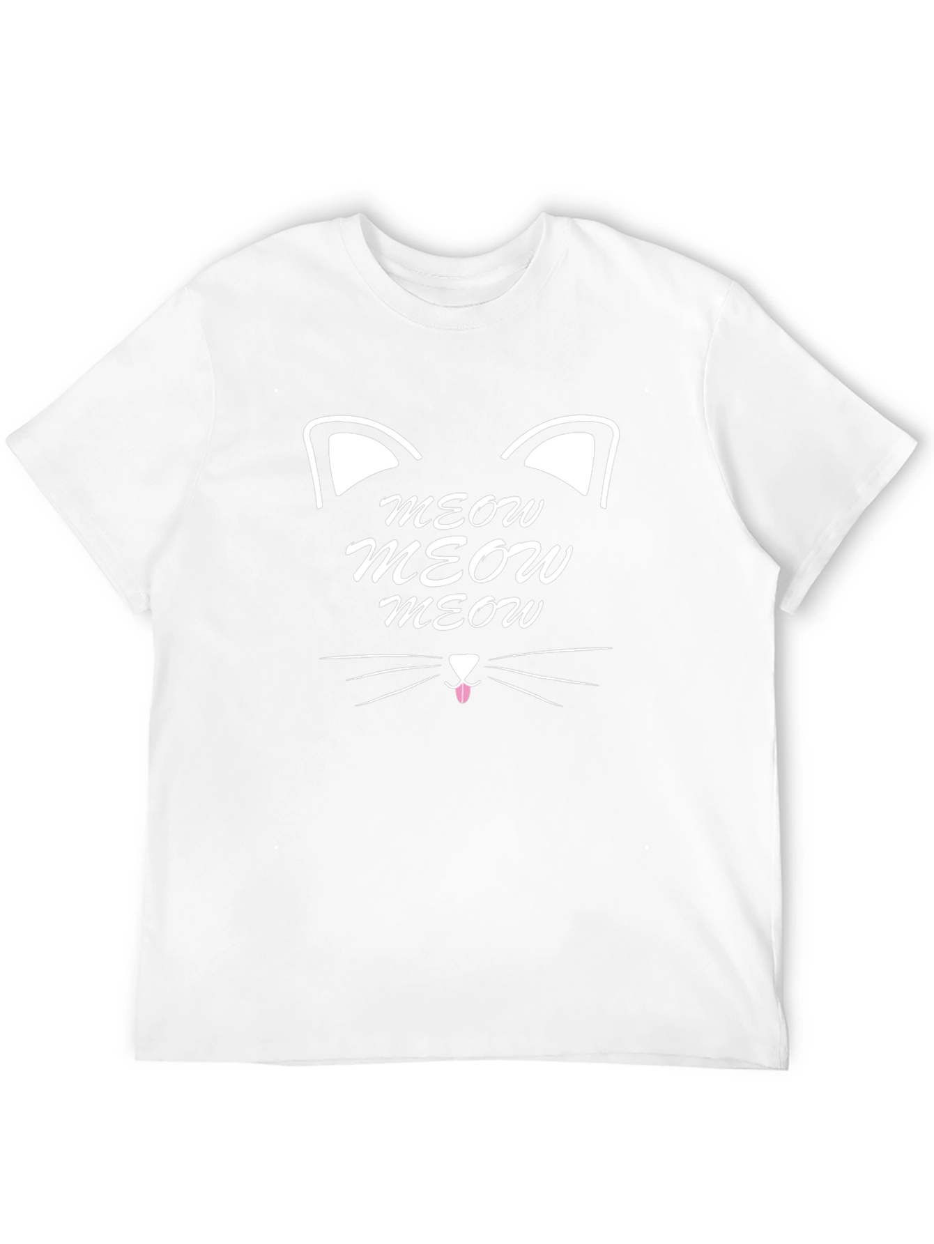 Meow Cat Graphic Print Black T-Shirt