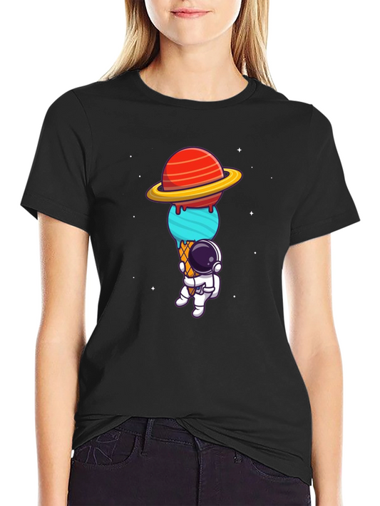 Astronaut Ice Cream Planet Graphic T-Shirt