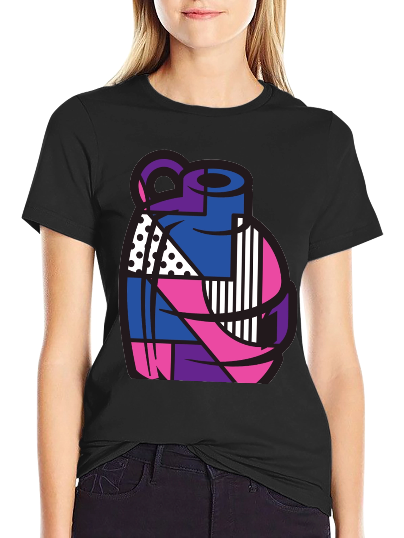 Abstract Grenade Graphic T-Shirt - Black