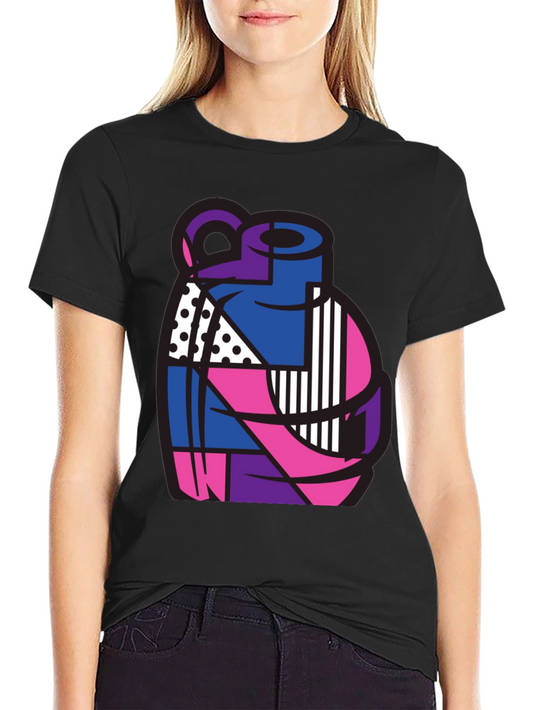 Abstract Grenade Graphic T-Shirt - Black