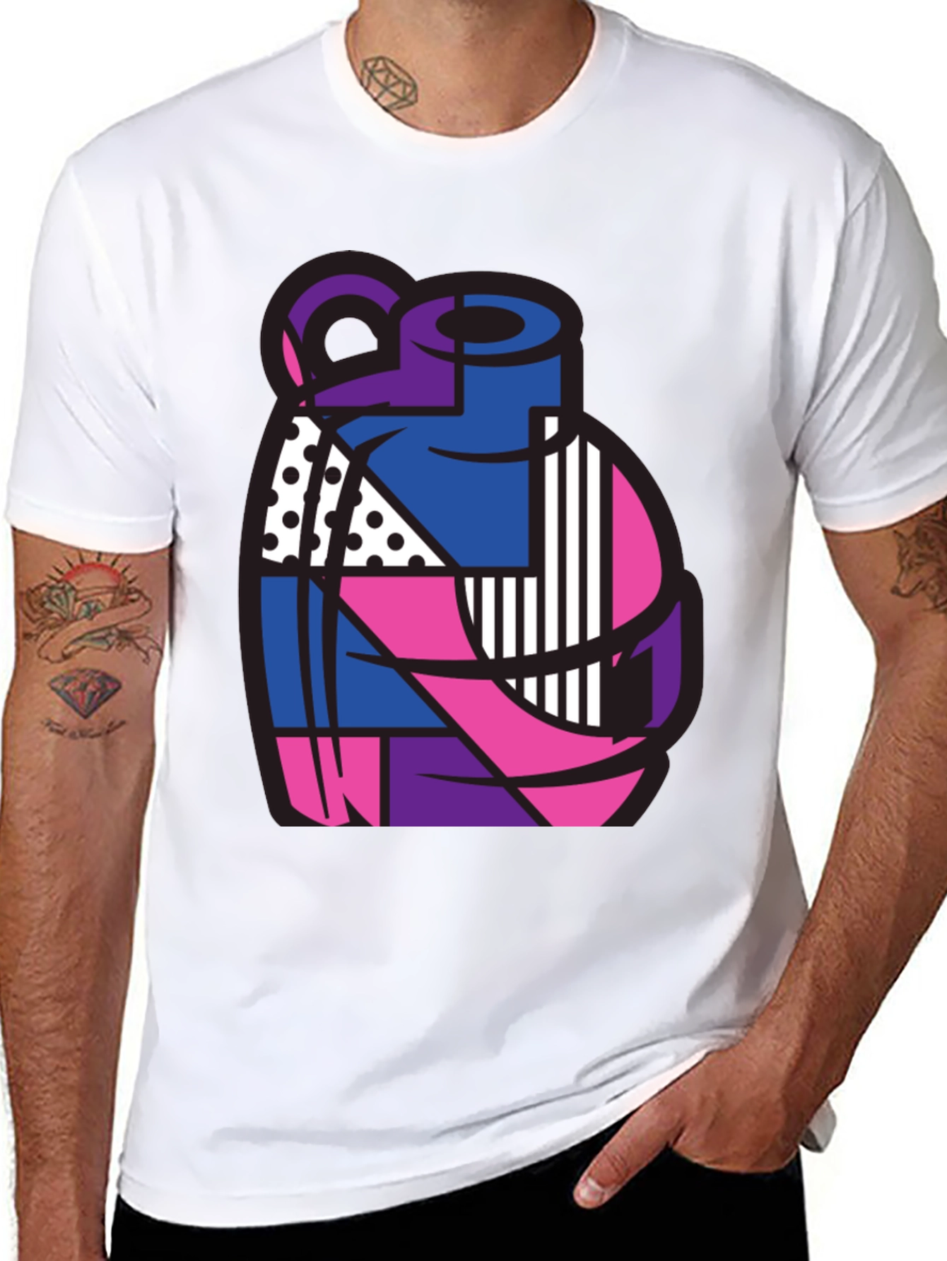 Abstract Grenade Graphic T-Shirt - Black