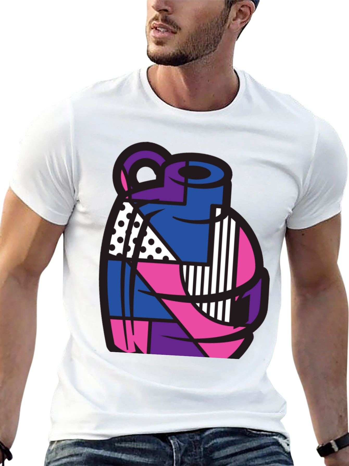 Abstract Grenade Graphic T-Shirt - Black