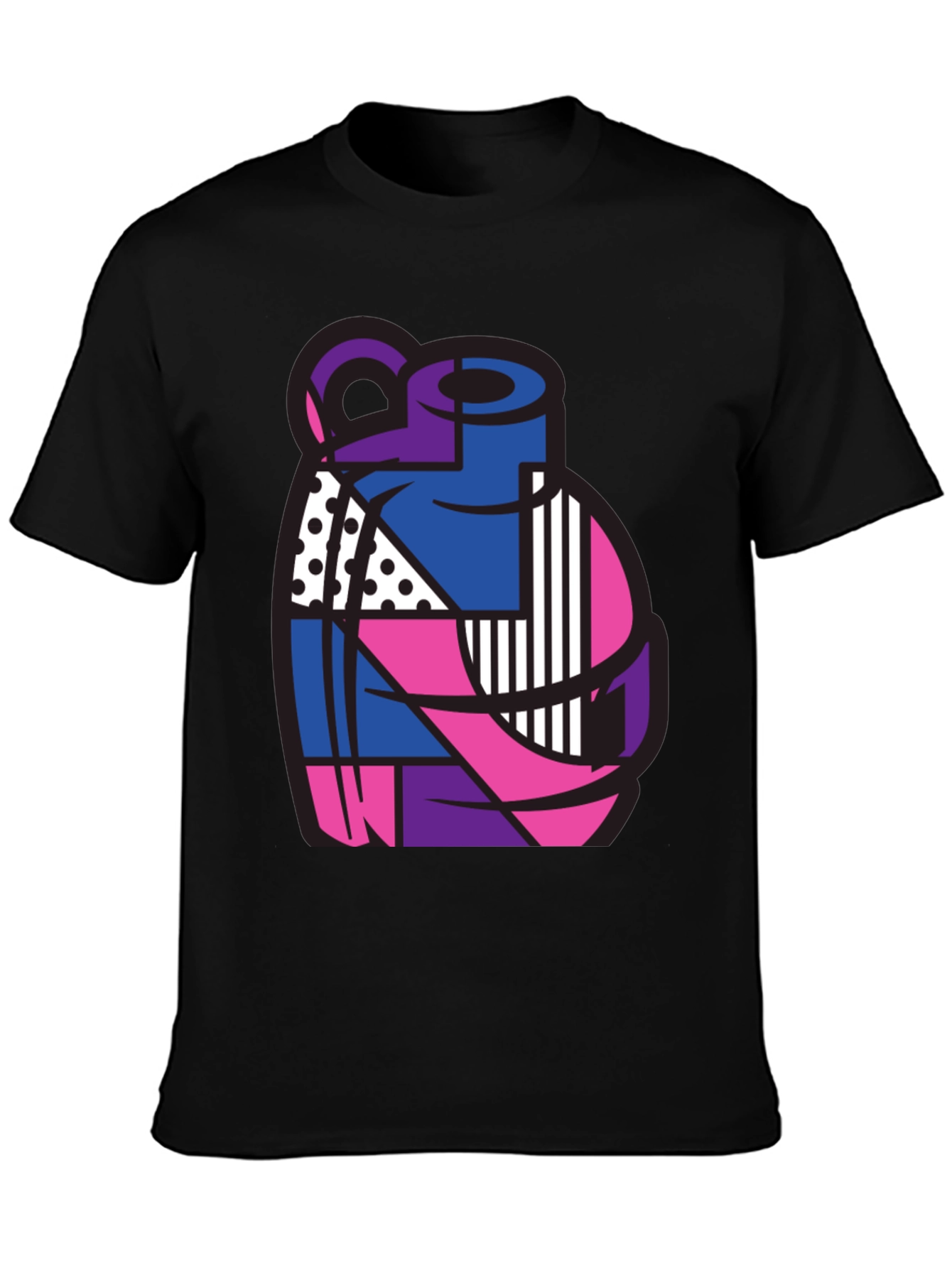 Abstract Grenade Graphic T-Shirt - Black