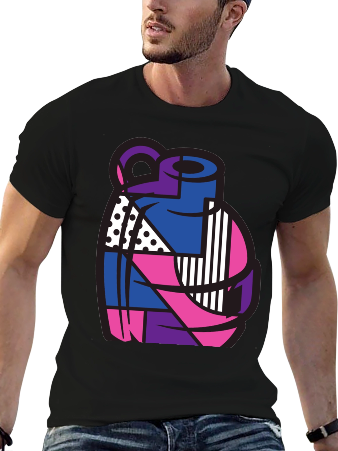 Abstract Grenade Graphic T-Shirt - Black