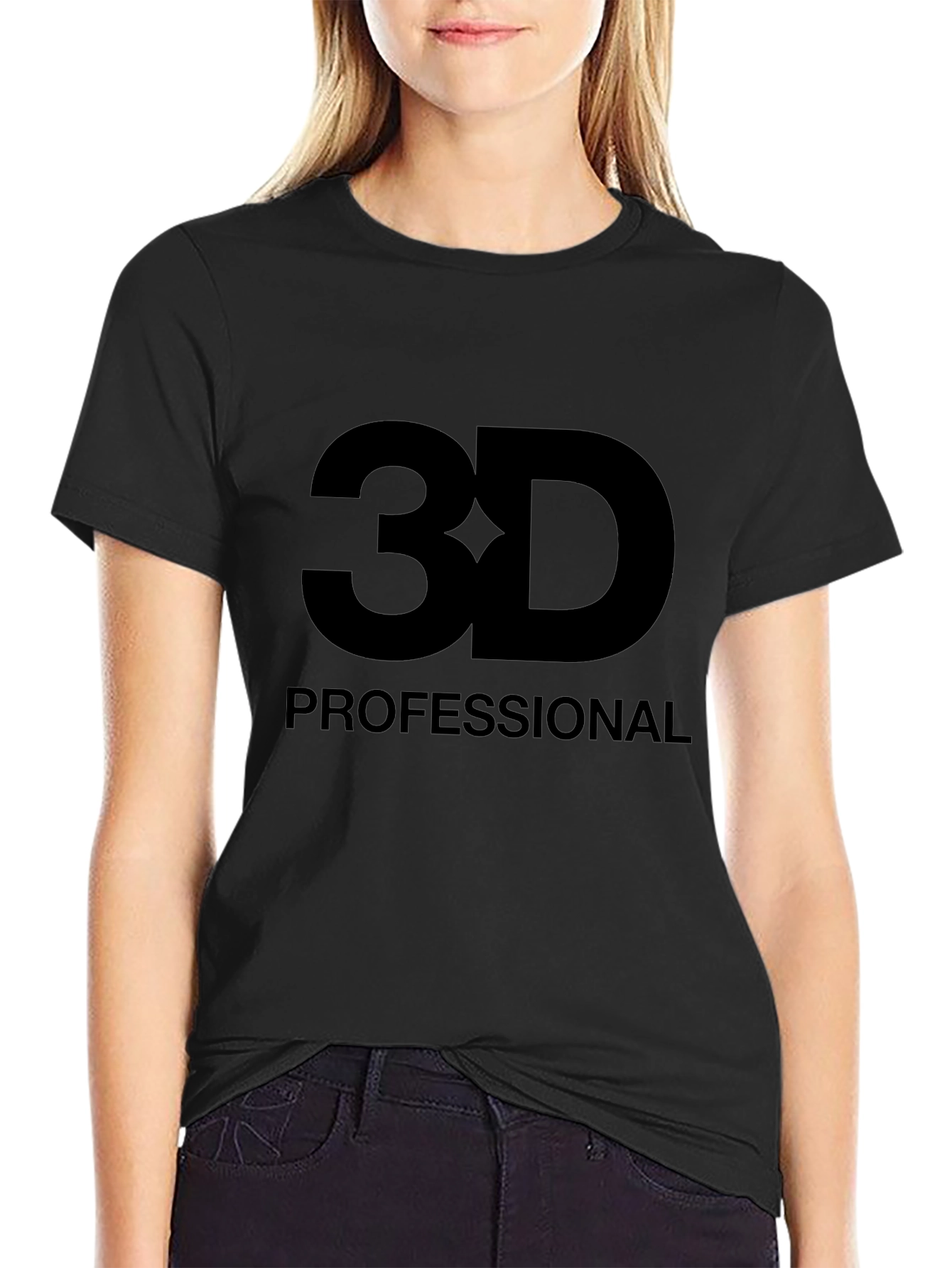 3D Professional Graphic Tee - Black Cotton T-Shirt