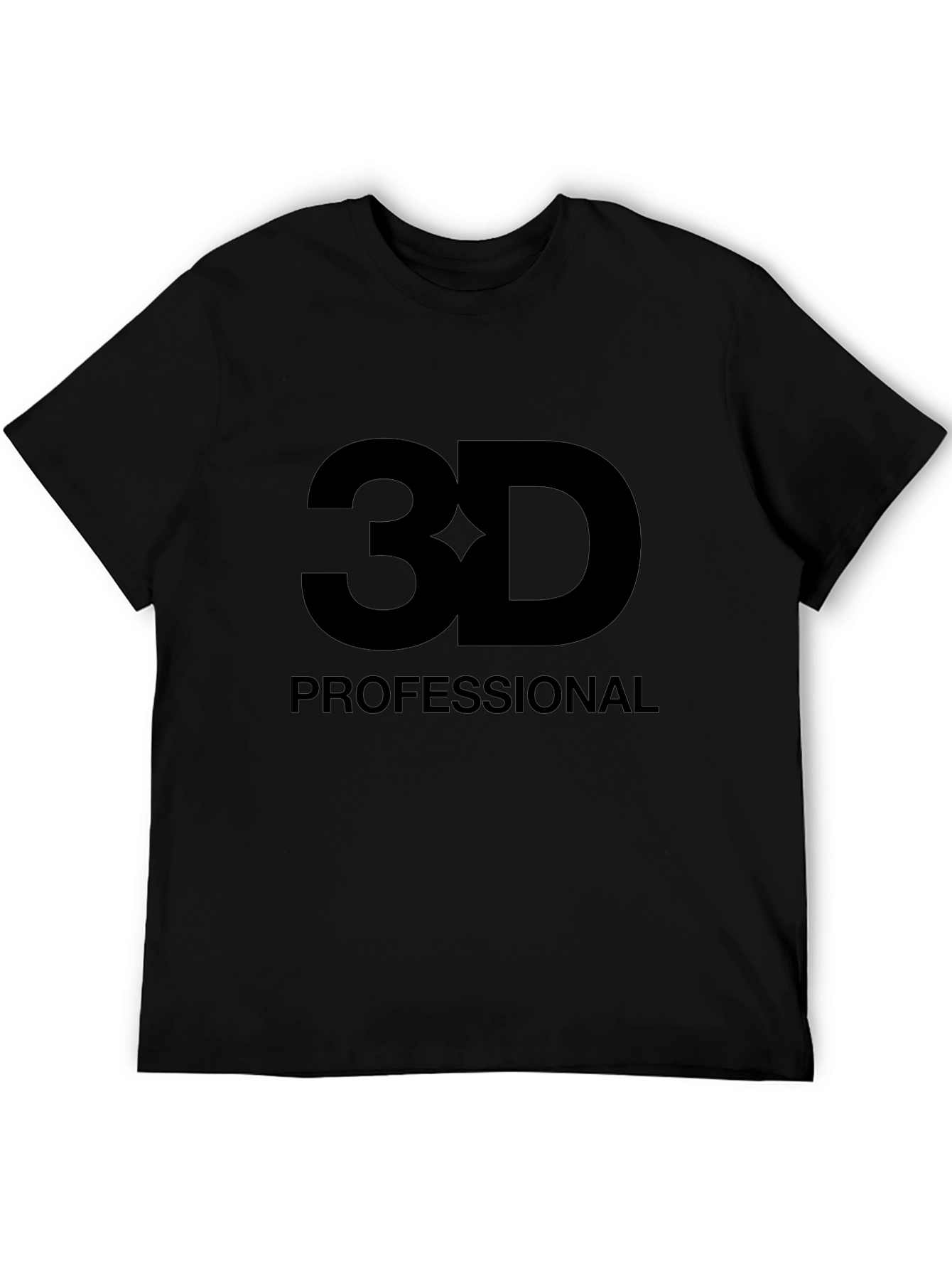 3D Professional Graphic Tee - Black Cotton T-Shirt