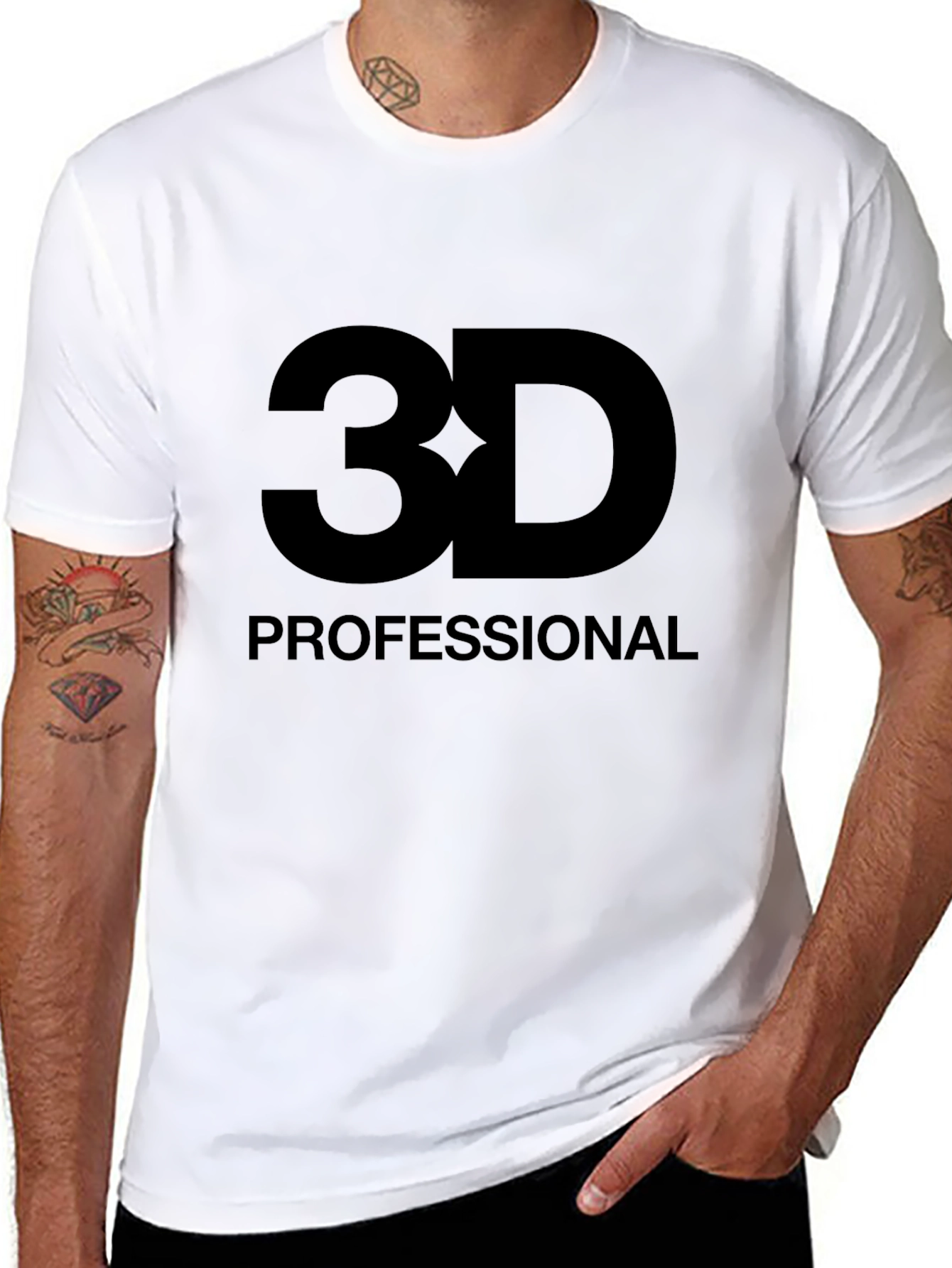 3D Professional Graphic Tee - Black Cotton T-Shirt