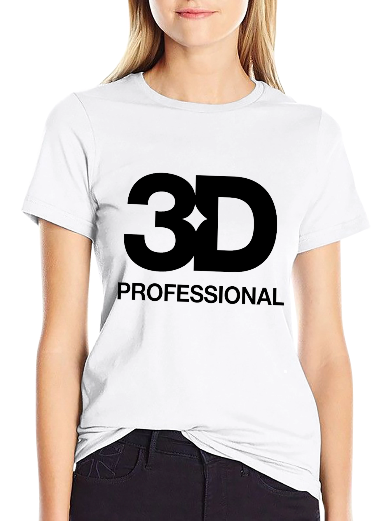 3D Professional Graphic Tee - Black Cotton T-Shirt
