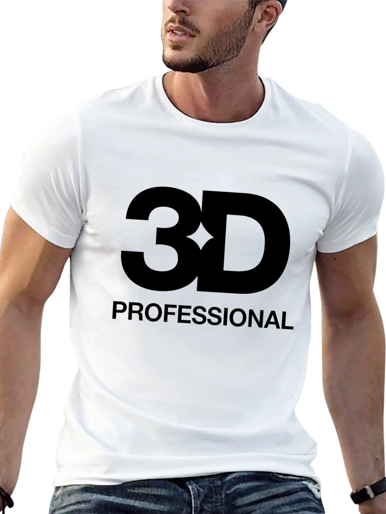 3D Professional Graphic Tee - Black Cotton T-Shirt