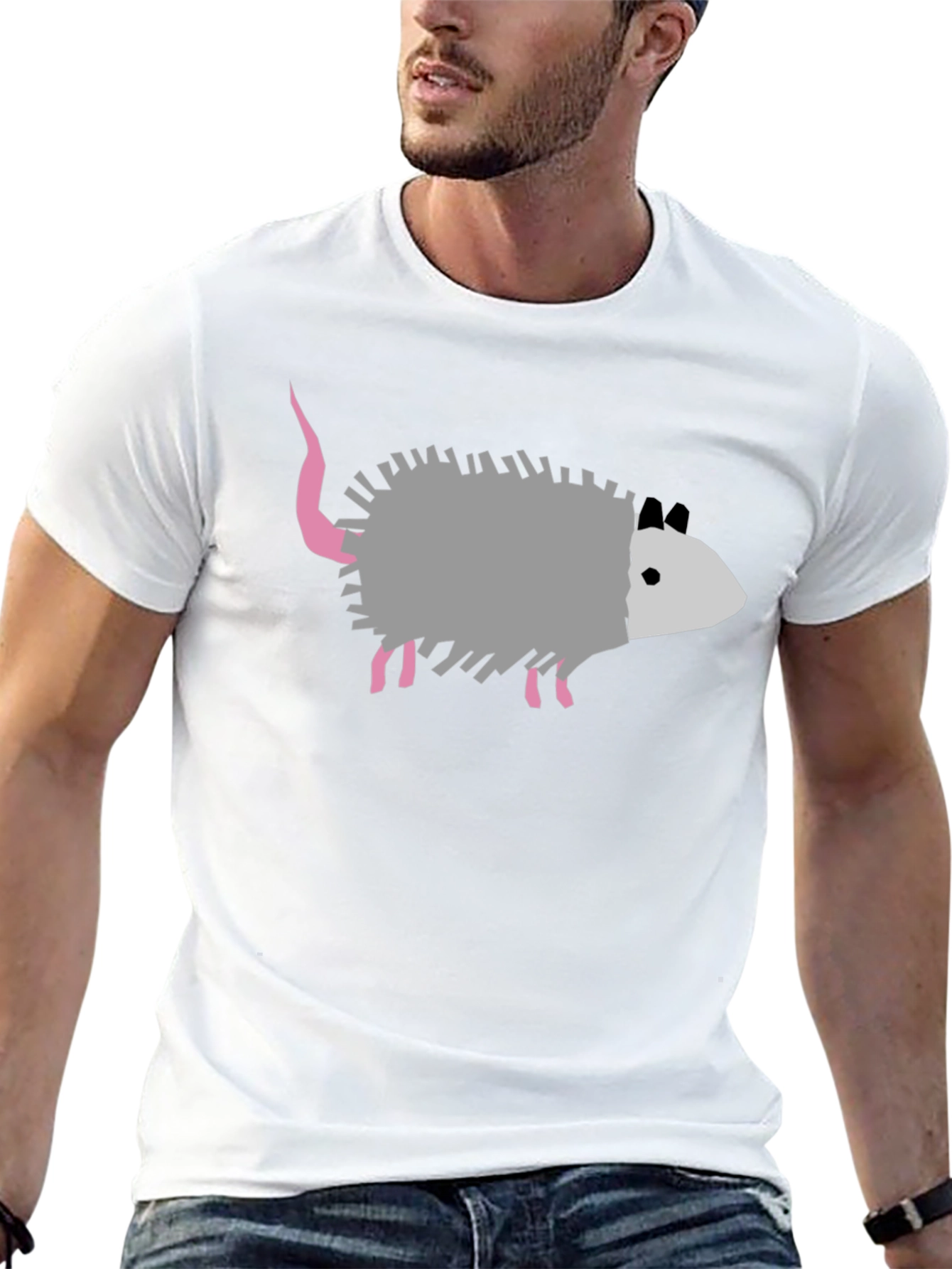 Opossum Graphic Tee - Black Cotton Casual Shirt