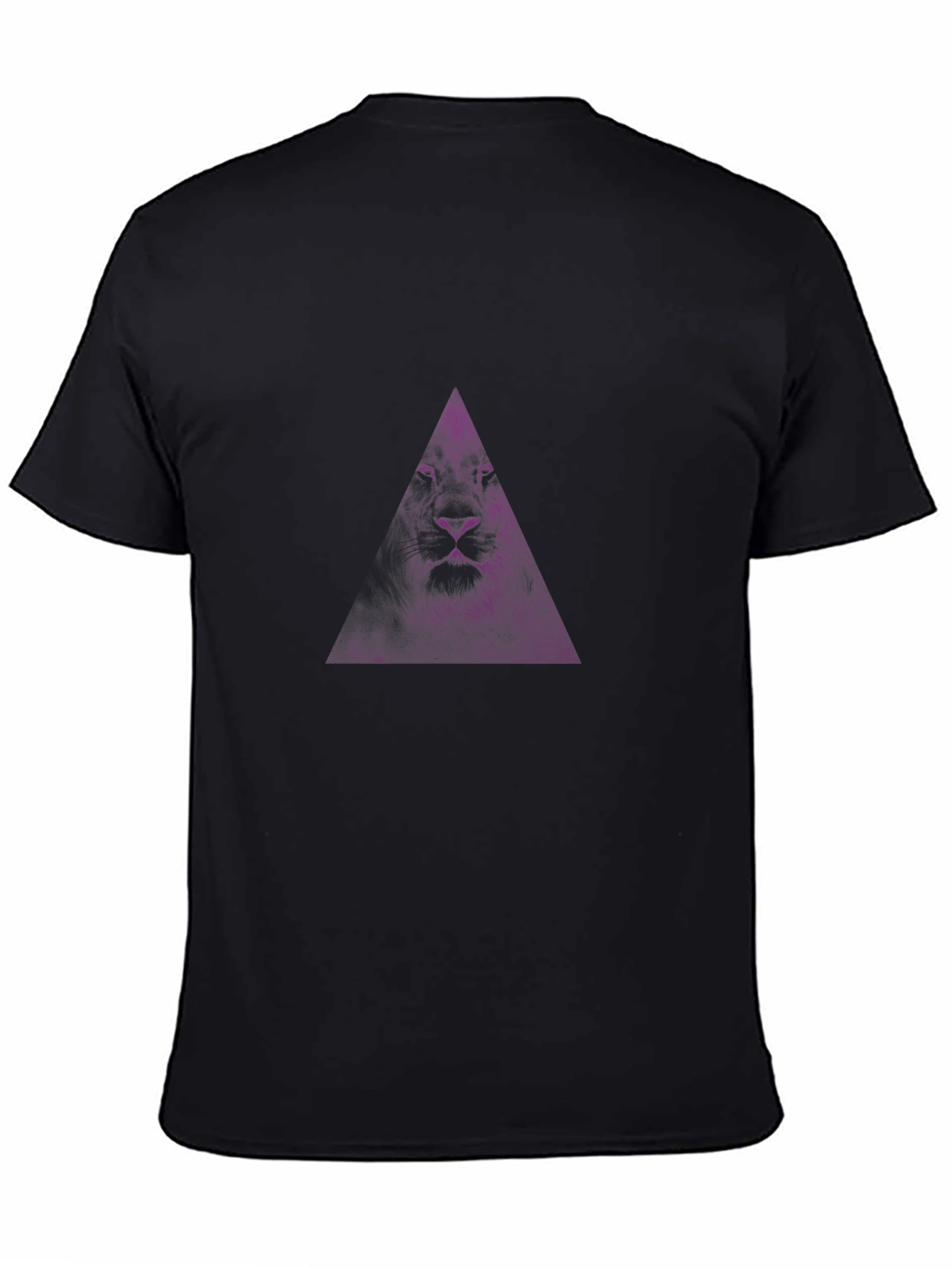 Black T-Shirt with Purple Lion Triangle Graphic