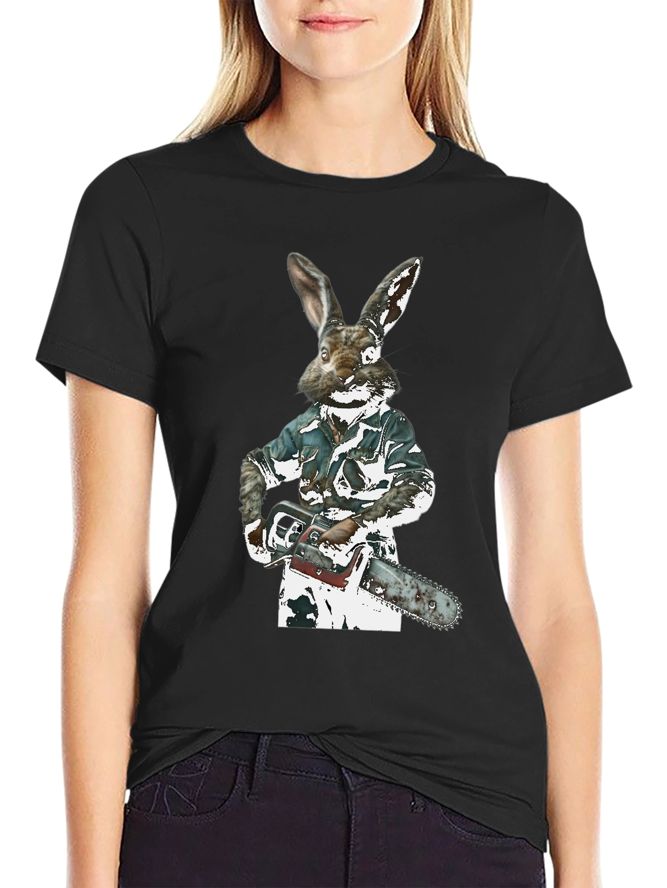 Rabbit Chainsaw Graphic T-Shirt